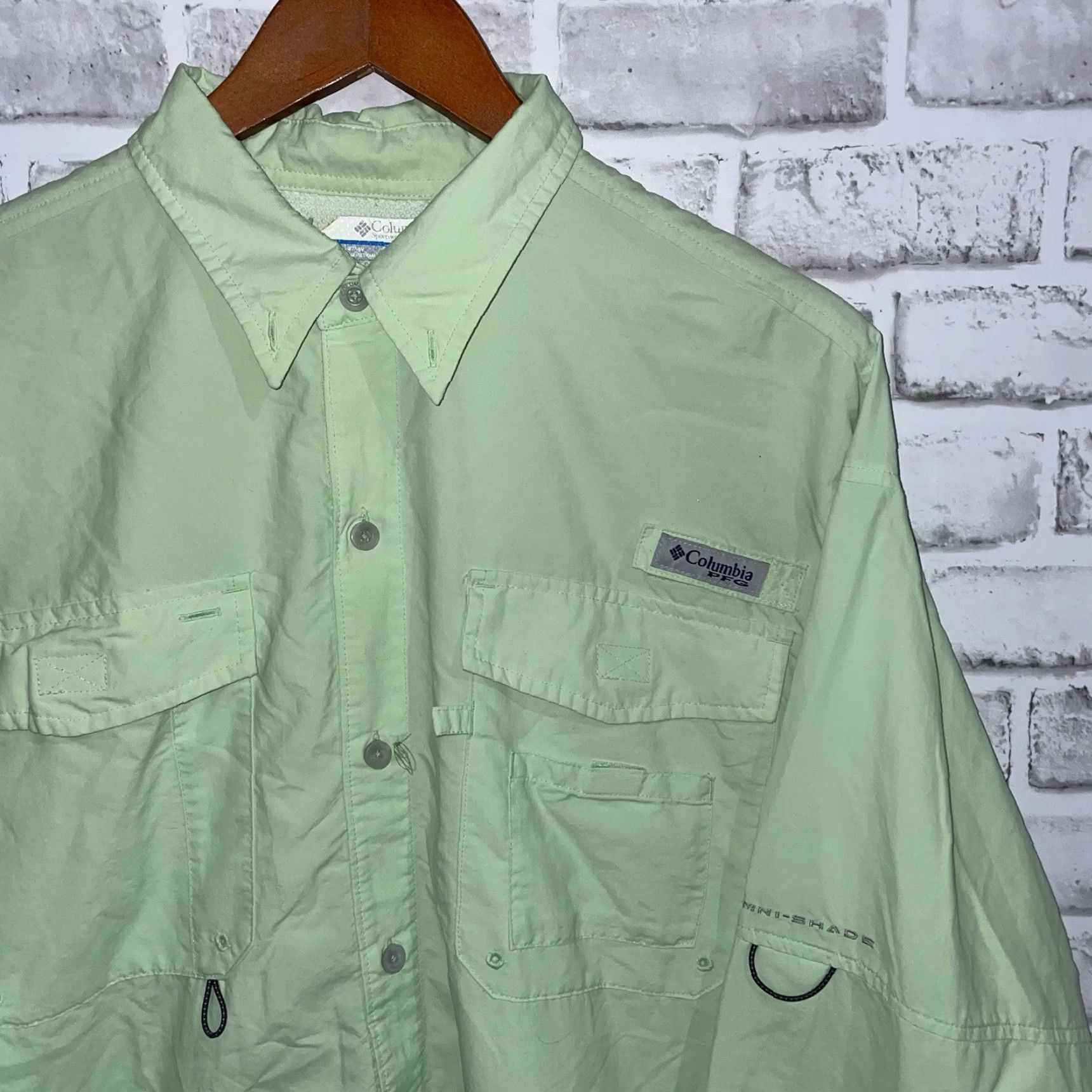 Vintage Columbia PFG Green Long Sleeve Button-Down Hiking Shirt Mens L Size US L / EU 52-54 / 3 - 2 Thumbnail