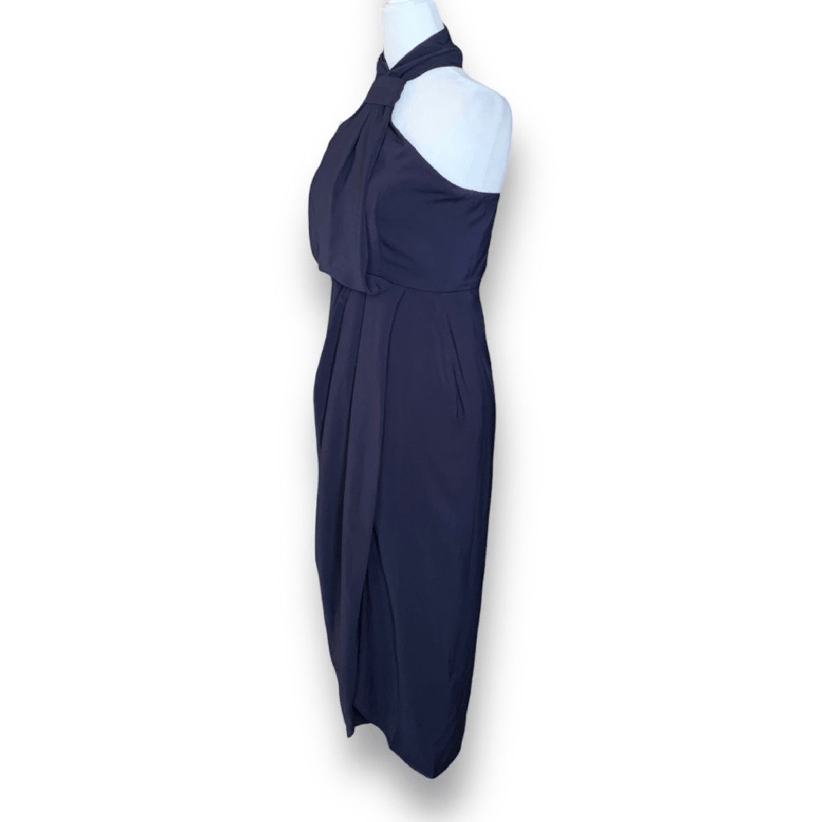 Shona Joy Shona Joy Revolve Knot Draped Halter Dress Navy Blue Maxi 4 Size S / US 4 / IT 40 - 3 Thumbnail