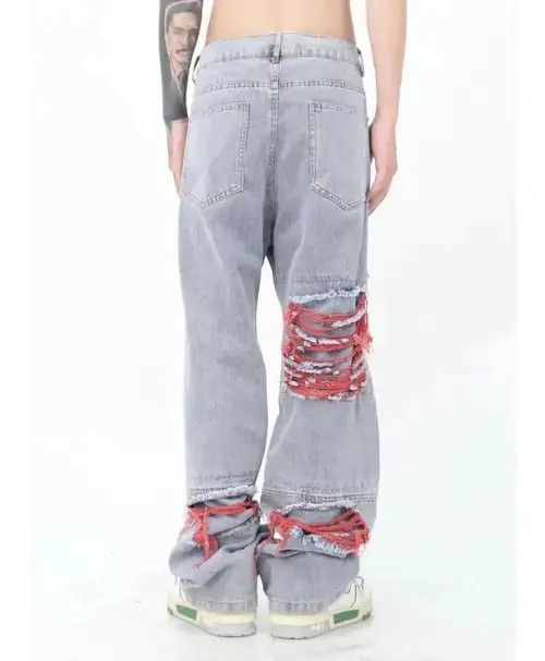 Japanese Brand Vintage Distressed Punk Harajuku-Style Straight Leg Denim Size US 32 / EU 48 - 4 Thumbnail