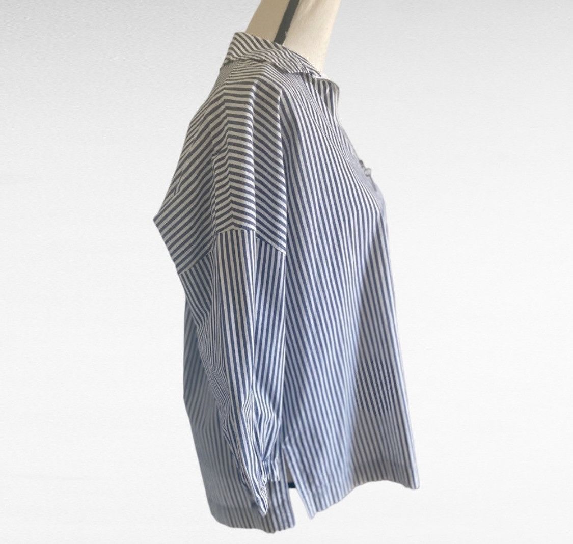 Michael Kors MICHAEL KORS STRIPED HALF ZIP 3/4 SLEEVE TOP BLOUSE Size M / US 6-8 / IT 42-44 - 9 Thumbnail