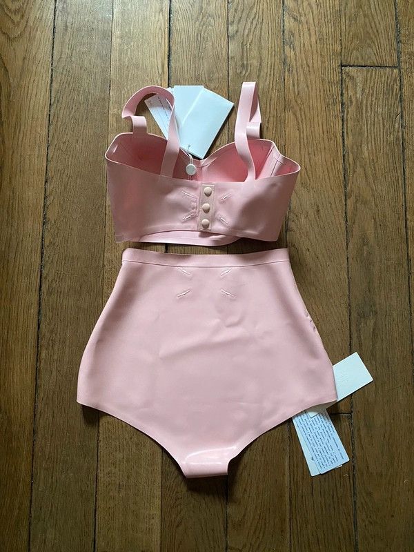 Maison Margiela 2023 Maison Margiela latex set top bottoms pink bustier Size S / US 4 / IT 40 - 4 Thumbnail