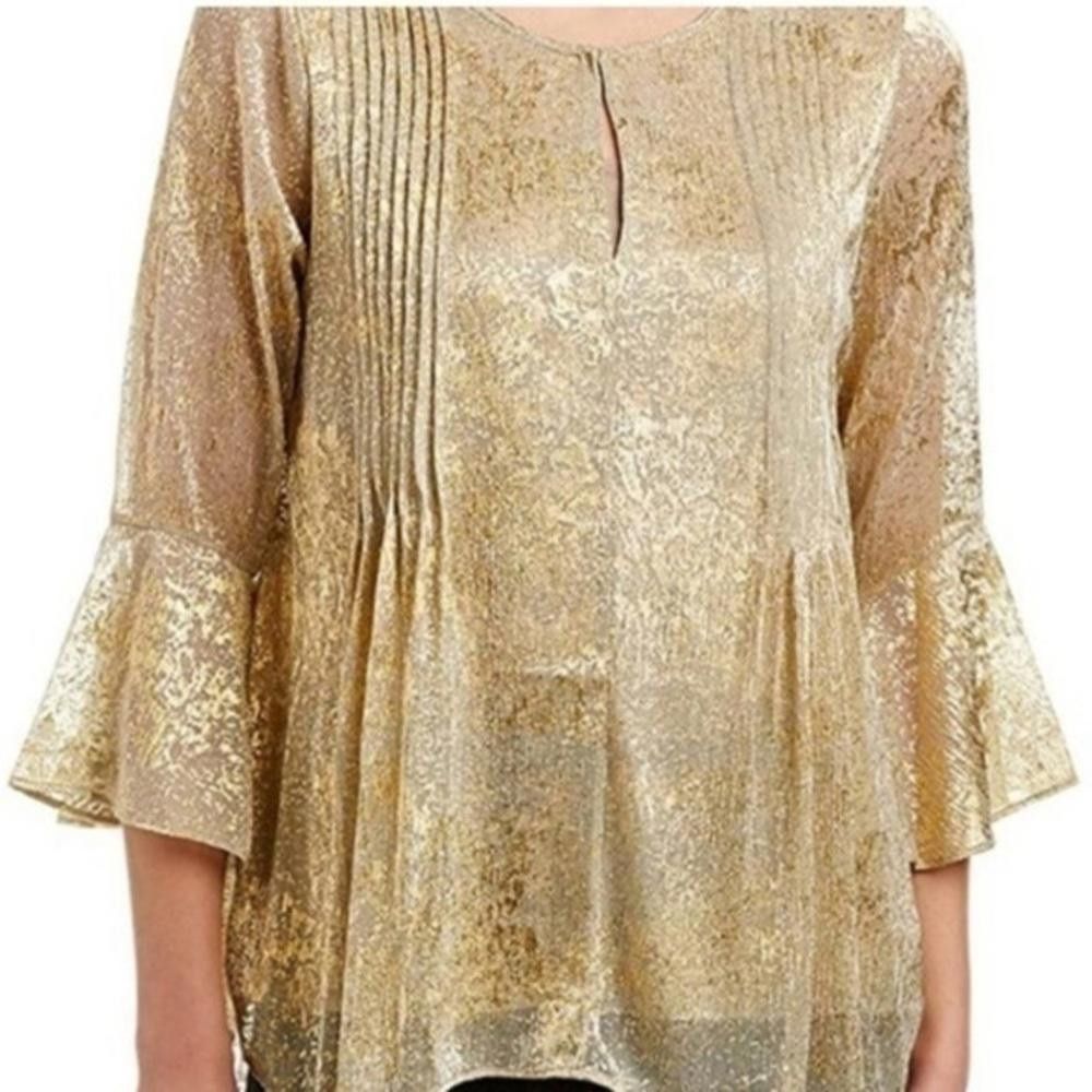Designer Tahari gold glitter top - used Size S / US 4 / IT 40 - 1 Thumbnail
