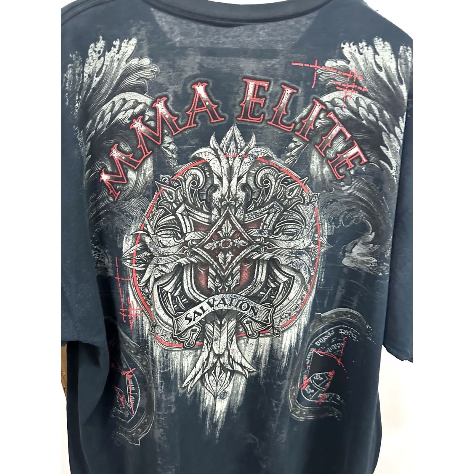 Vintage VTG MMA Elite Salvation Cross Wings AOP T-Shirt 2XL Mens Black Size US XXL / EU 58 / 5 - 5 Thumbnail