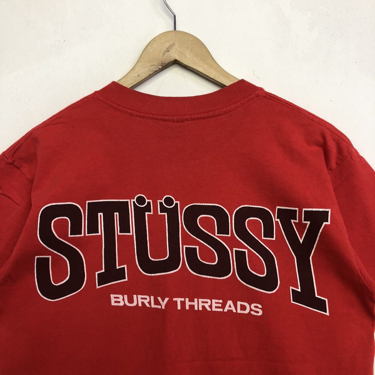 Stussy × Vintage Vintage Stussy Spellout Burly threads Double Side Tshirt Size US M / EU 48-50 / 2 - 11 Thumbnail