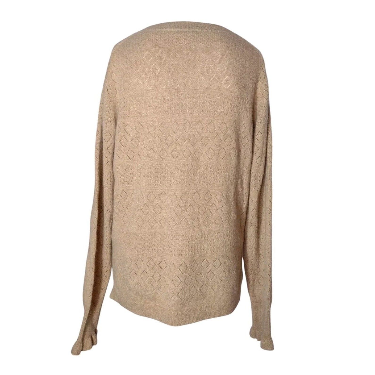 J.Crew J Crew Cashmere Diamond Print Open Knit Sweater Size M Beige Size M / US 6-8 / IT 42-44 - 5 Thumbnail