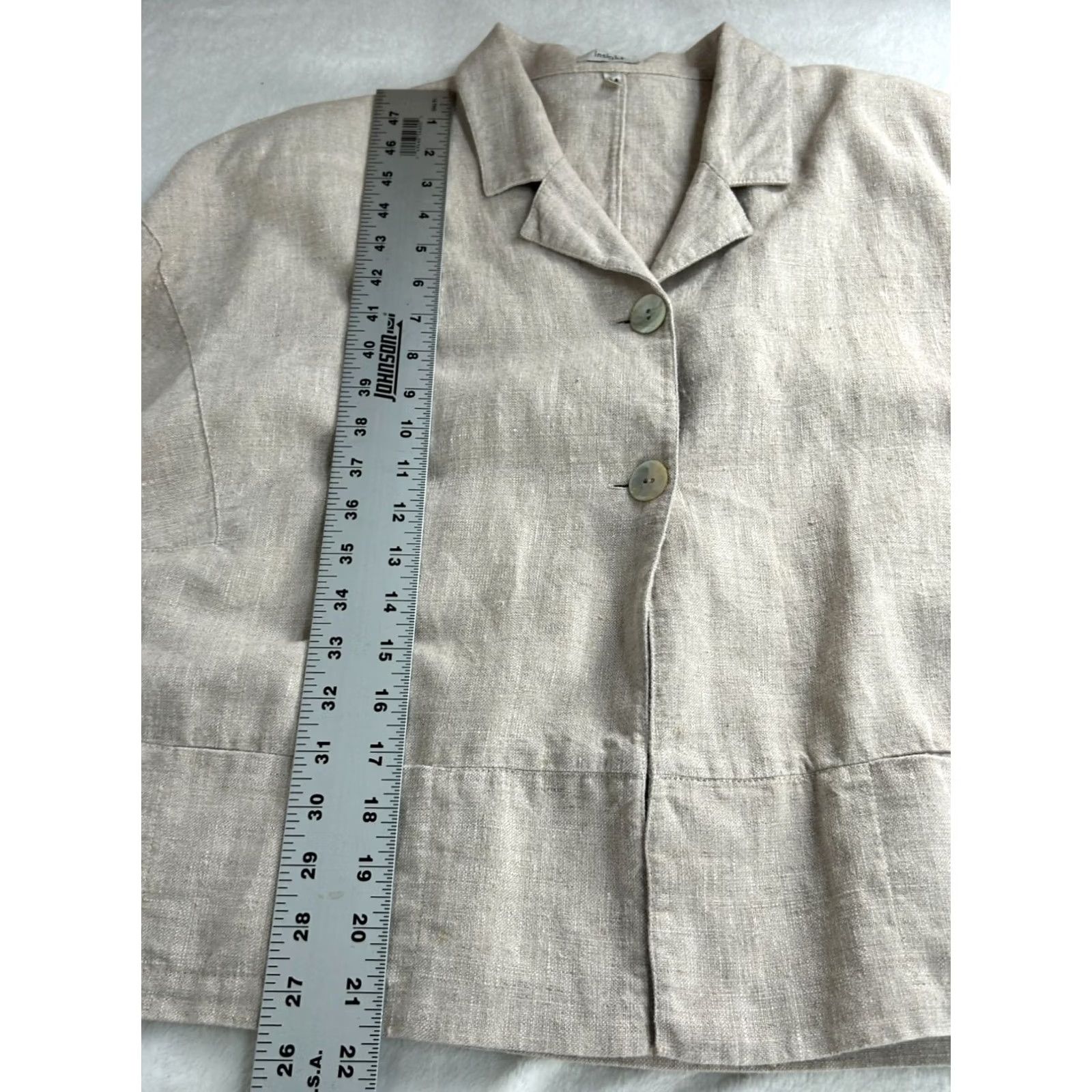 Insight Insight Womens Beige Linen Blazer Medium Short Sleeve Button Front Jacket Size 32" / US 10 / IT 46 - 8 Thumbnail