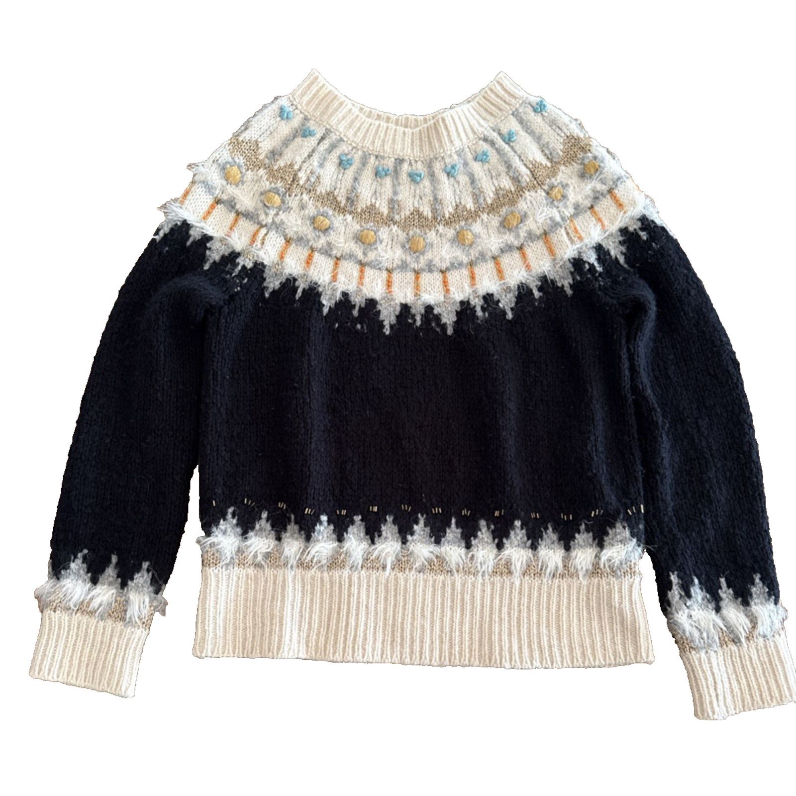 Anthropologie Anthropologie beaded Fairisle Wool blend Pullover Sweater XS Size XS / US 0-2 / IT 36-38 - 2 Thumbnail