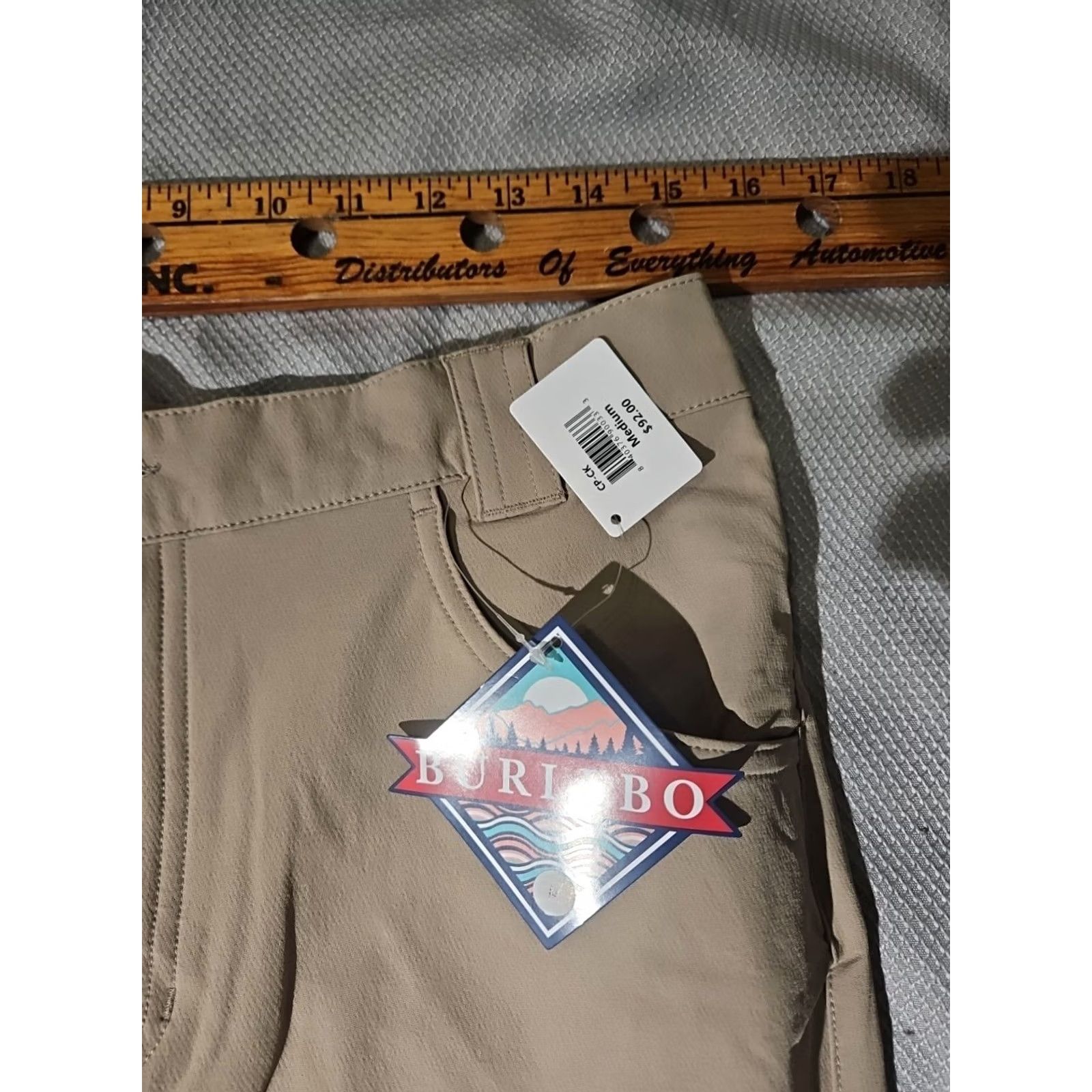 Vintage burlebo Challenger Pants Mens M Beige Chino Knit Polyester Spandex Regular Straight Front Pocket Logo 30in Inseam Vintage No Size US 31 - 6 Thumbnail