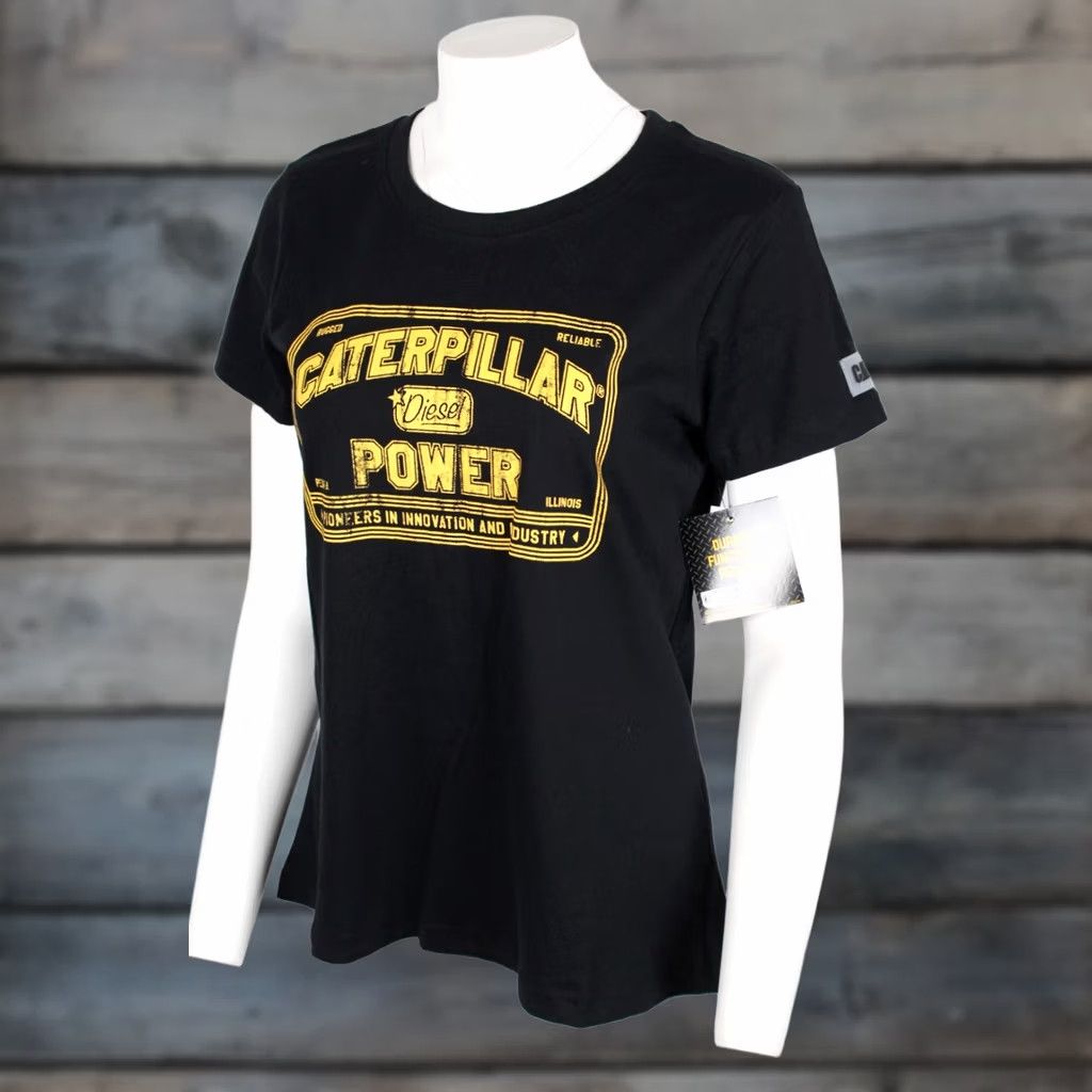 Vintage CAT Caterpillar Women's T Shirt Diesel Power Graphic Short Sleeve XL Black Size XL / US 12-14 / IT 48-50 - 1 Thumbnail