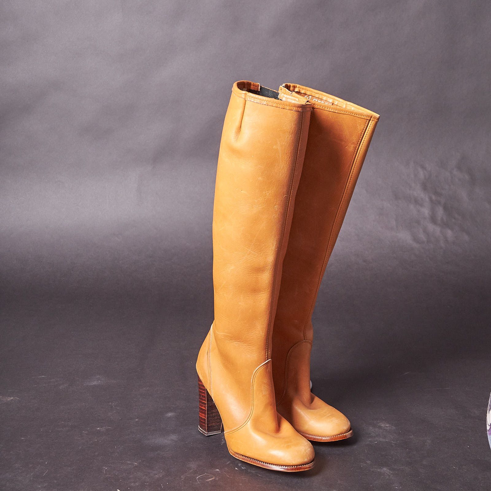 Vintage 1980s El Greco Buckskin Leather Tall Heeled Boots Size US 5 / IT 35 - 1 Thumbnail