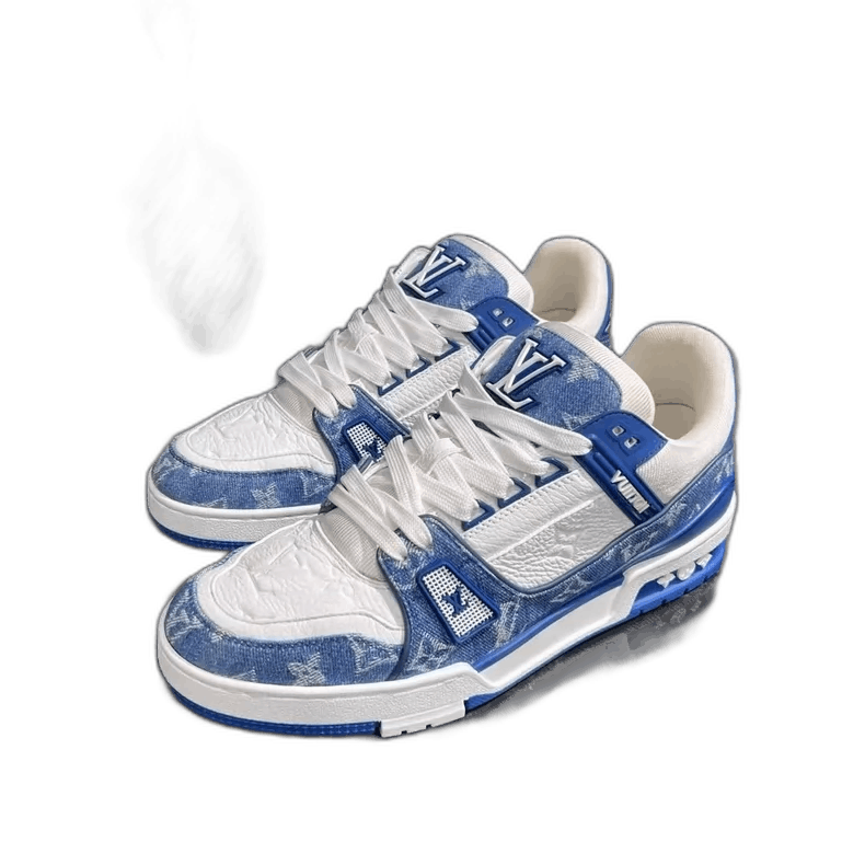 Louis Vuitton White and Blue Denim Trainer Sneakers-yf Size US 10.5 / EU 43-44 - 1 Thumbnail