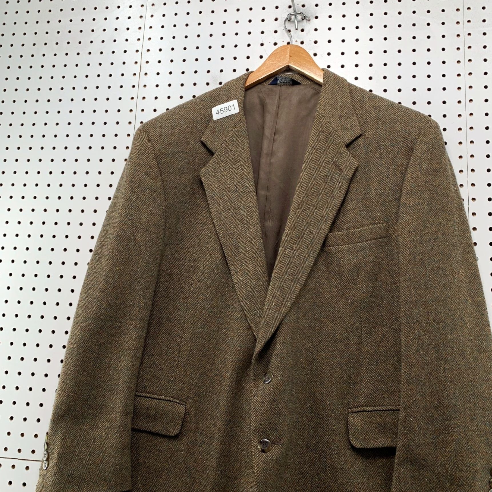 Vintage VINTAGE Kuppenheimer Blazer Mens 40/42 Tweed Wool Brown Herringbone USA Size 42R - 3 Thumbnail