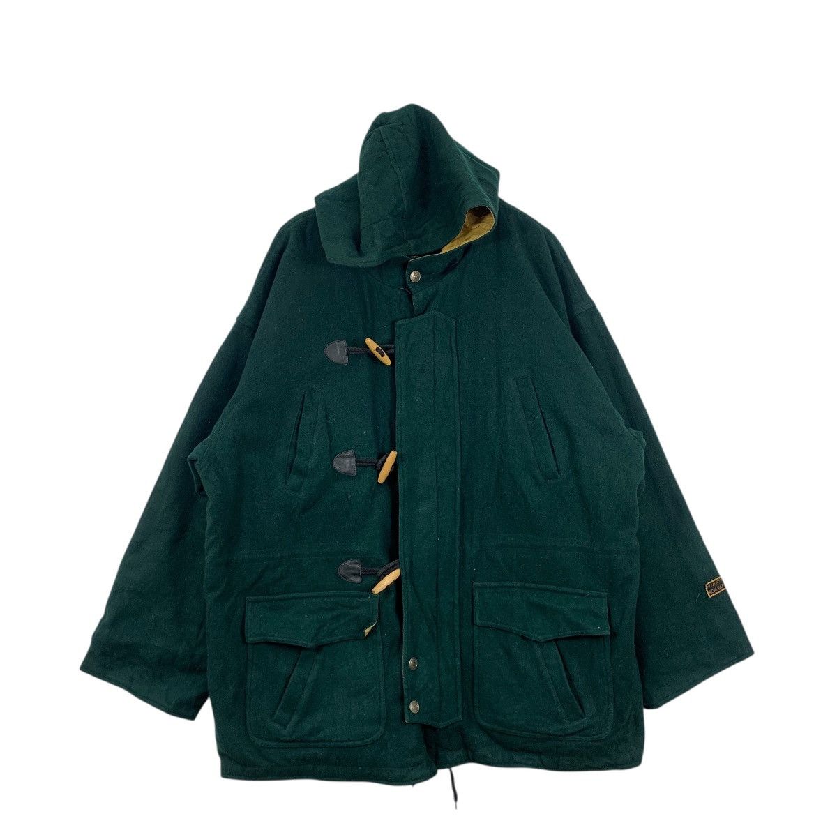 Vintage Vintage BOAT WORKS Green Quilted Duffle Coat Heavy Jacket Size US XL / EU 56 / 4 - 1 Thumbnail