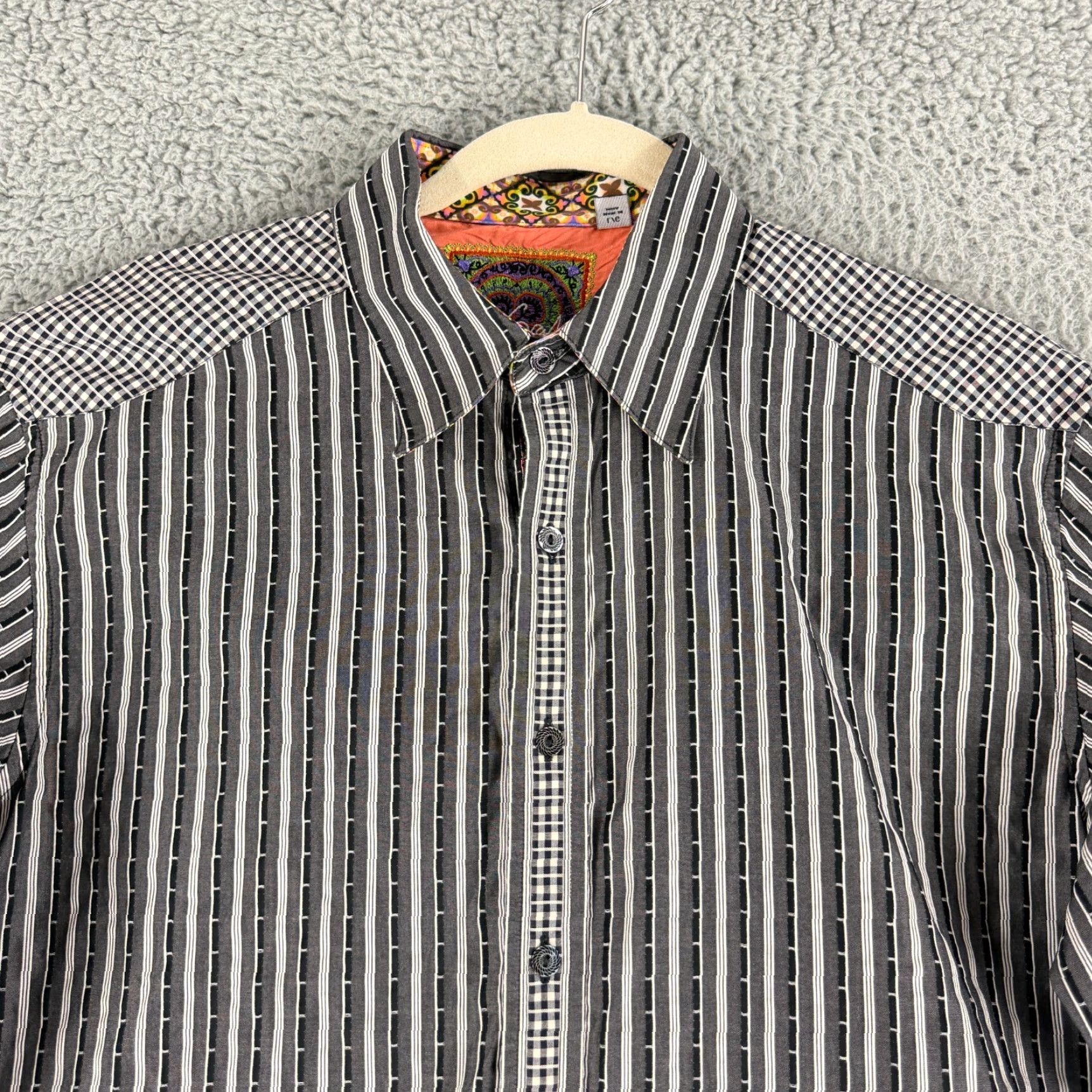 Robert Graham Robert Graham Button-Up Shirt Mens Large Black White Stripe Long Sleeve Cotton Size US L / EU 52-54 / 3 - 2 Thumbnail