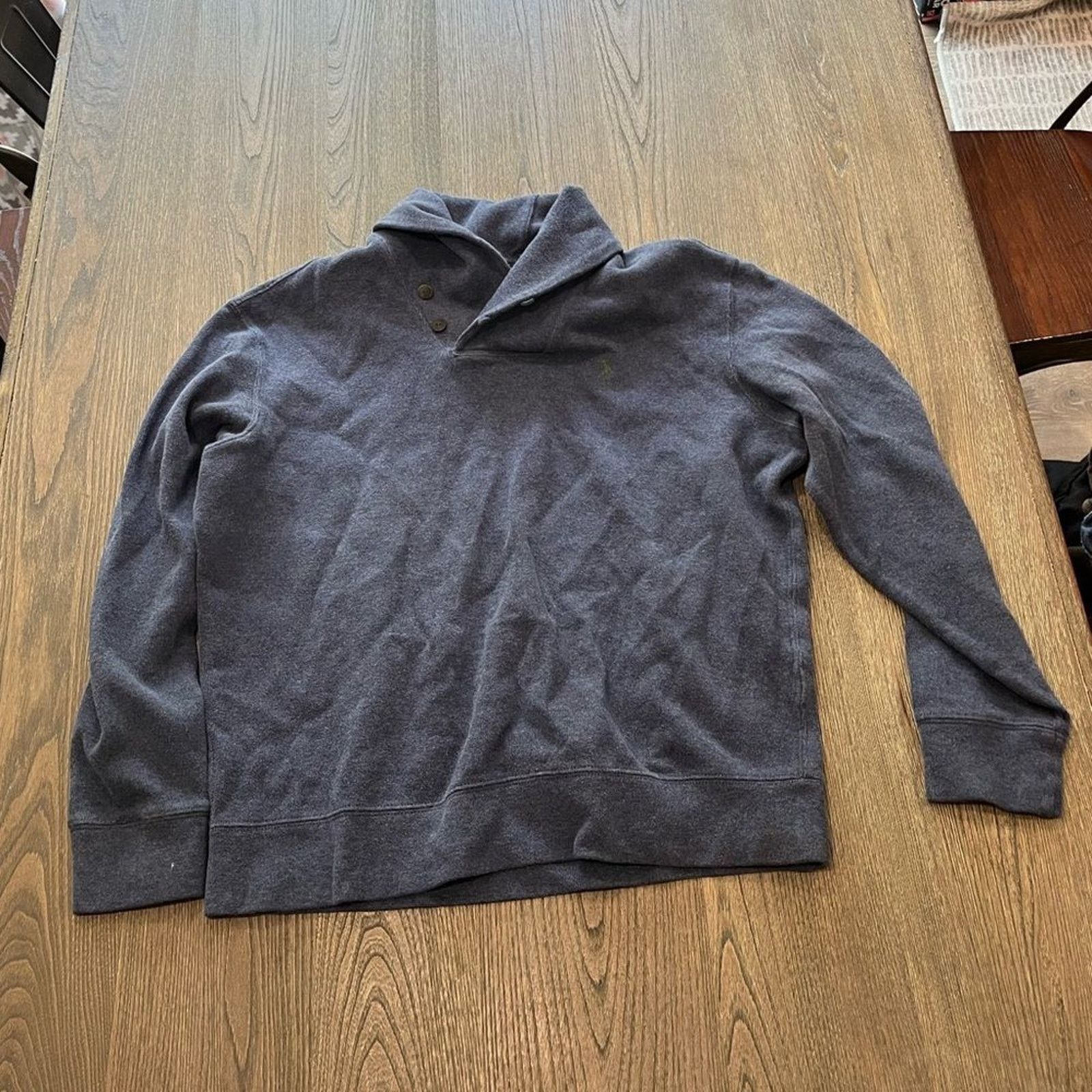 Polo Ralph Lauren Polo Ralph Lauren Dark Gray Shawl Neck Sweater Cotton Size L Size US L / EU 52-54 / 3 - 1 Thumbnail