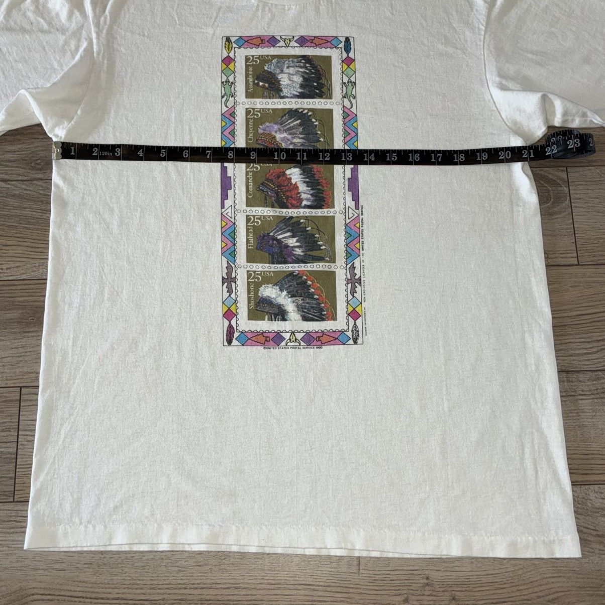 Hanes Vintage Native American Indian Chief united usps stamp tee Size US L / EU 52-54 / 3 - 6 Thumbnail
