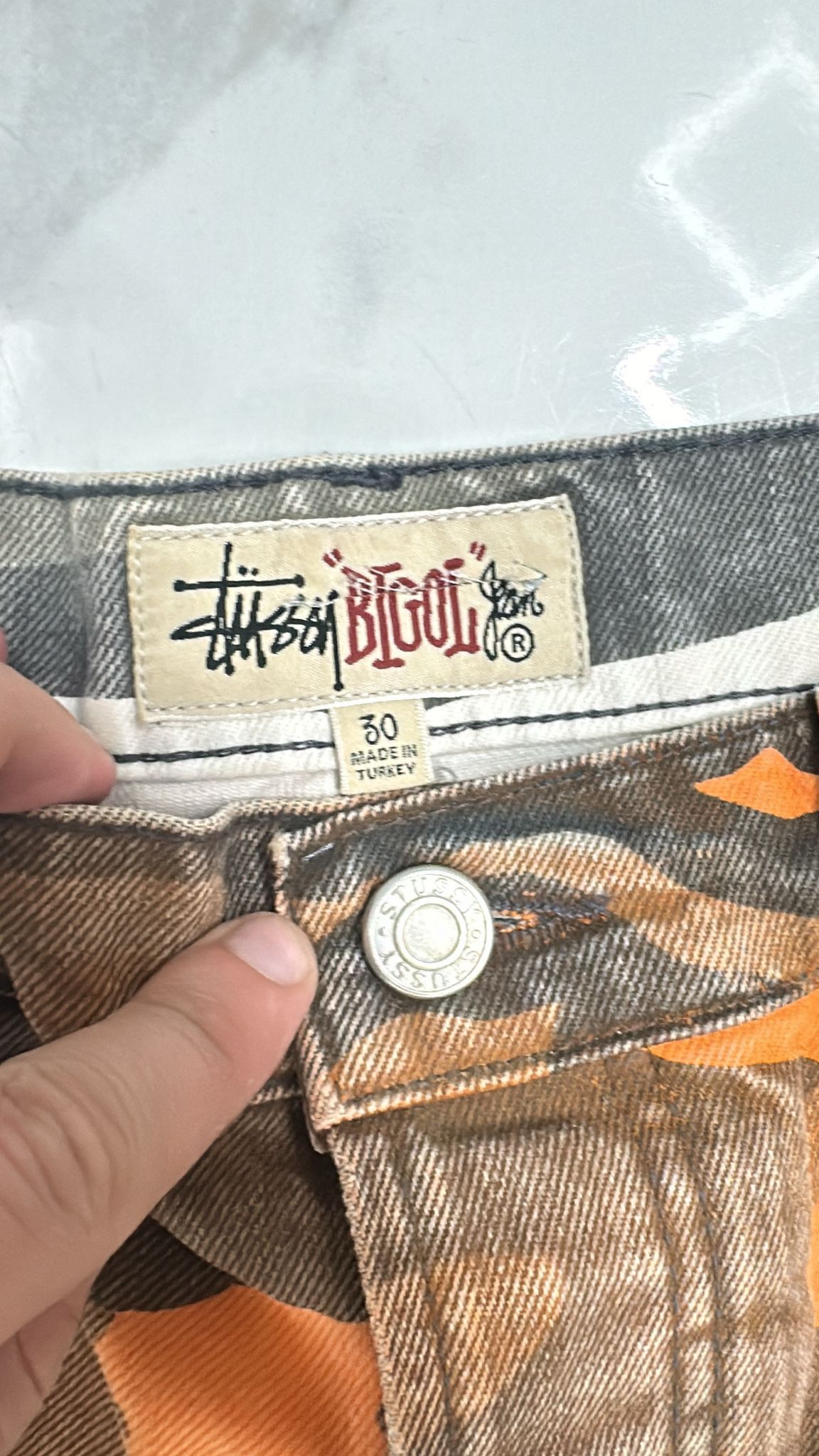 Stussy × Vintage Stüssy Dye Big Ol Spray Jeans Orange Camo Size 30 Size US 30 / EU 46 - 3 Thumbnail