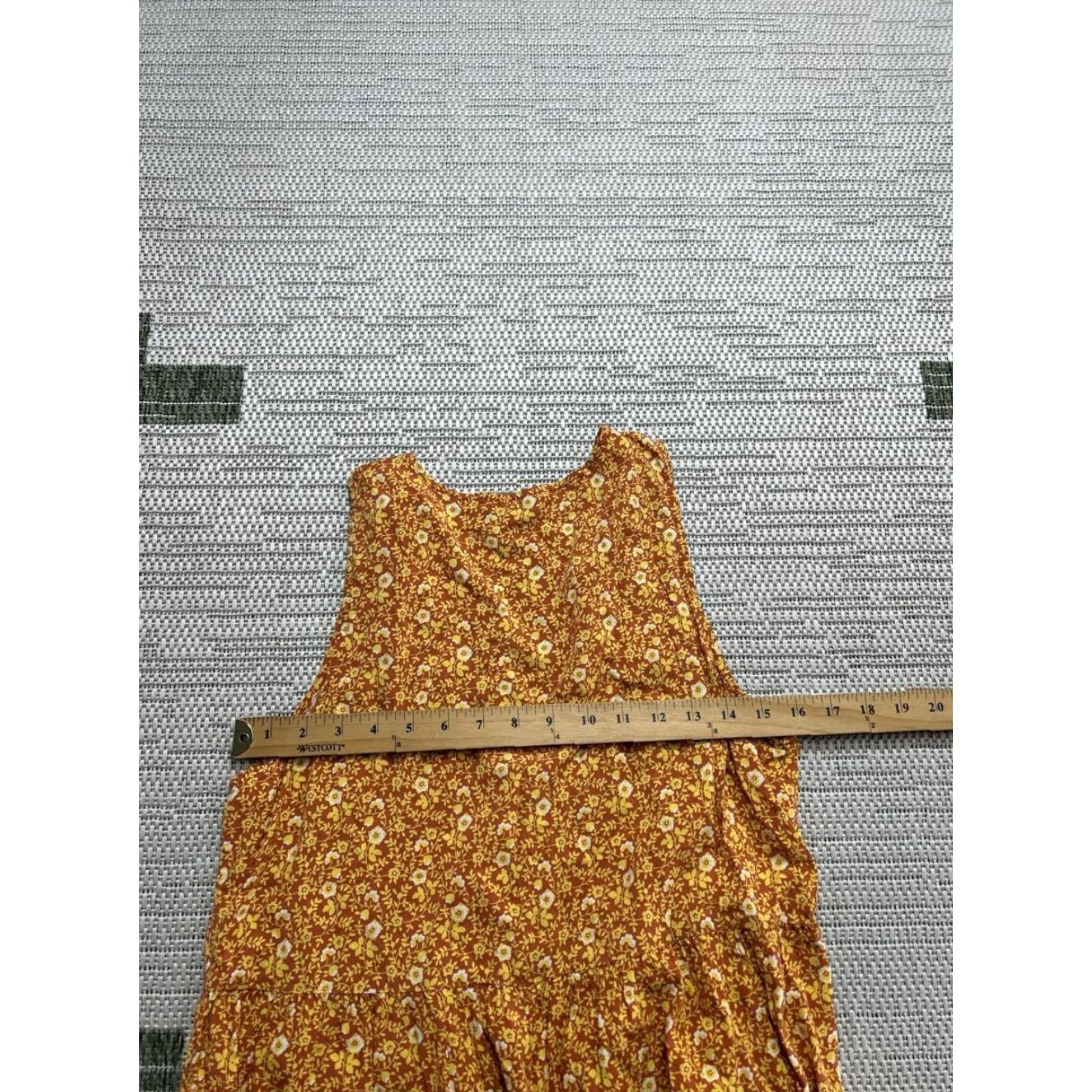 Madewell Madewell Jumpsuit Womens 6 Yellow Brown Floral Sleeveless Round Neck 1 Piece Wide-Leg Casual Party/Cocktail Travel Size 28" / US 6 / IT 42 - 5 Thumbnail