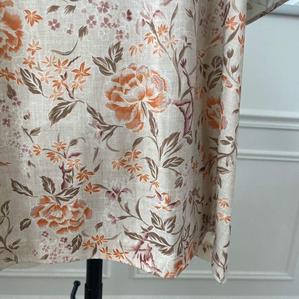 Vintage Vintage 70s Peasant Style Short Sleeve Top Keyhole Tie Flora Size L / US 10 / IT 46 - 4 Thumbnail