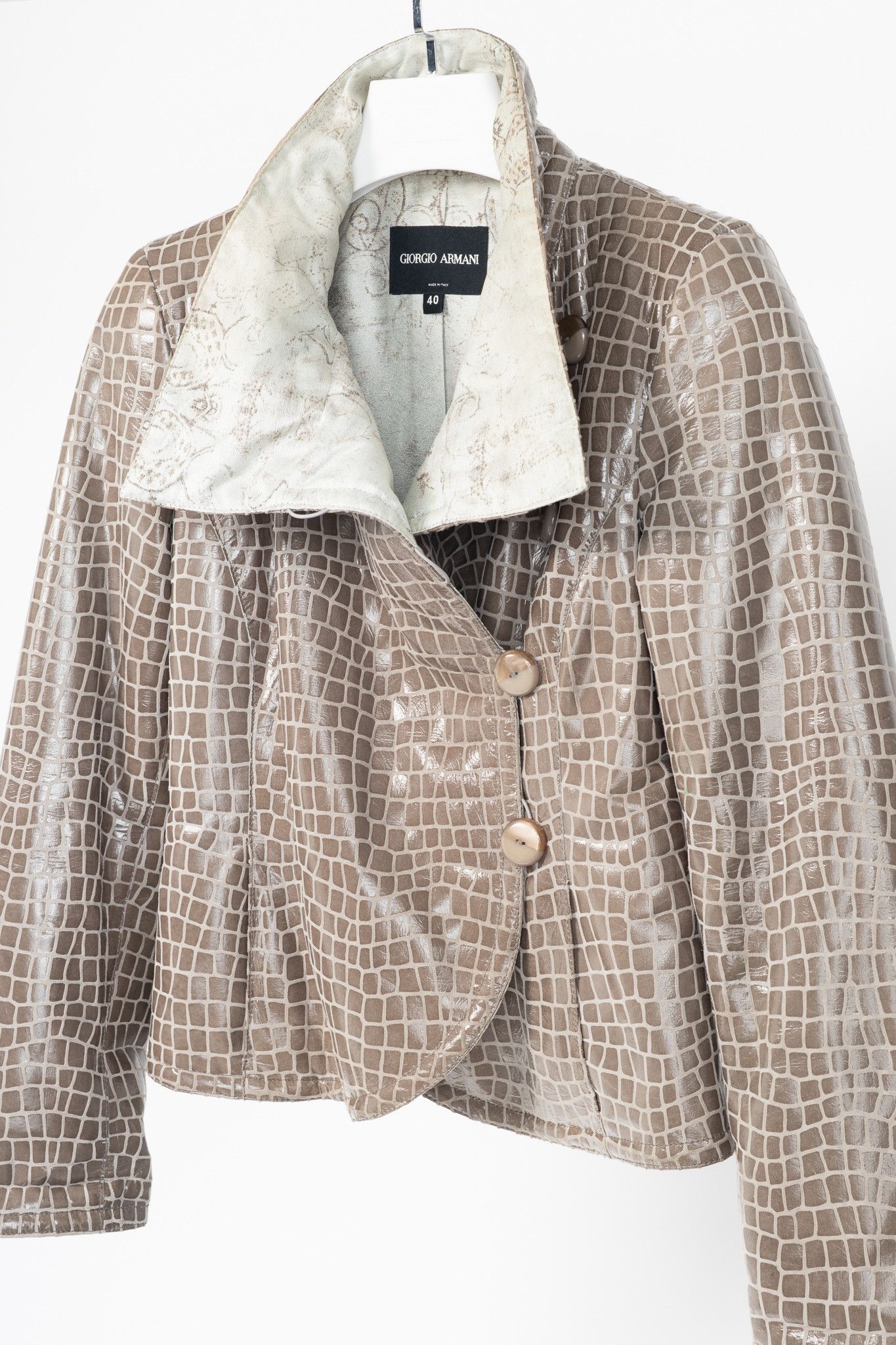 Giorgio Armani Giorgio Armani AW07 Runway Snakeskin-Pattern Leather Jacket Size S / US 4 / IT 40 - 3 Thumbnail