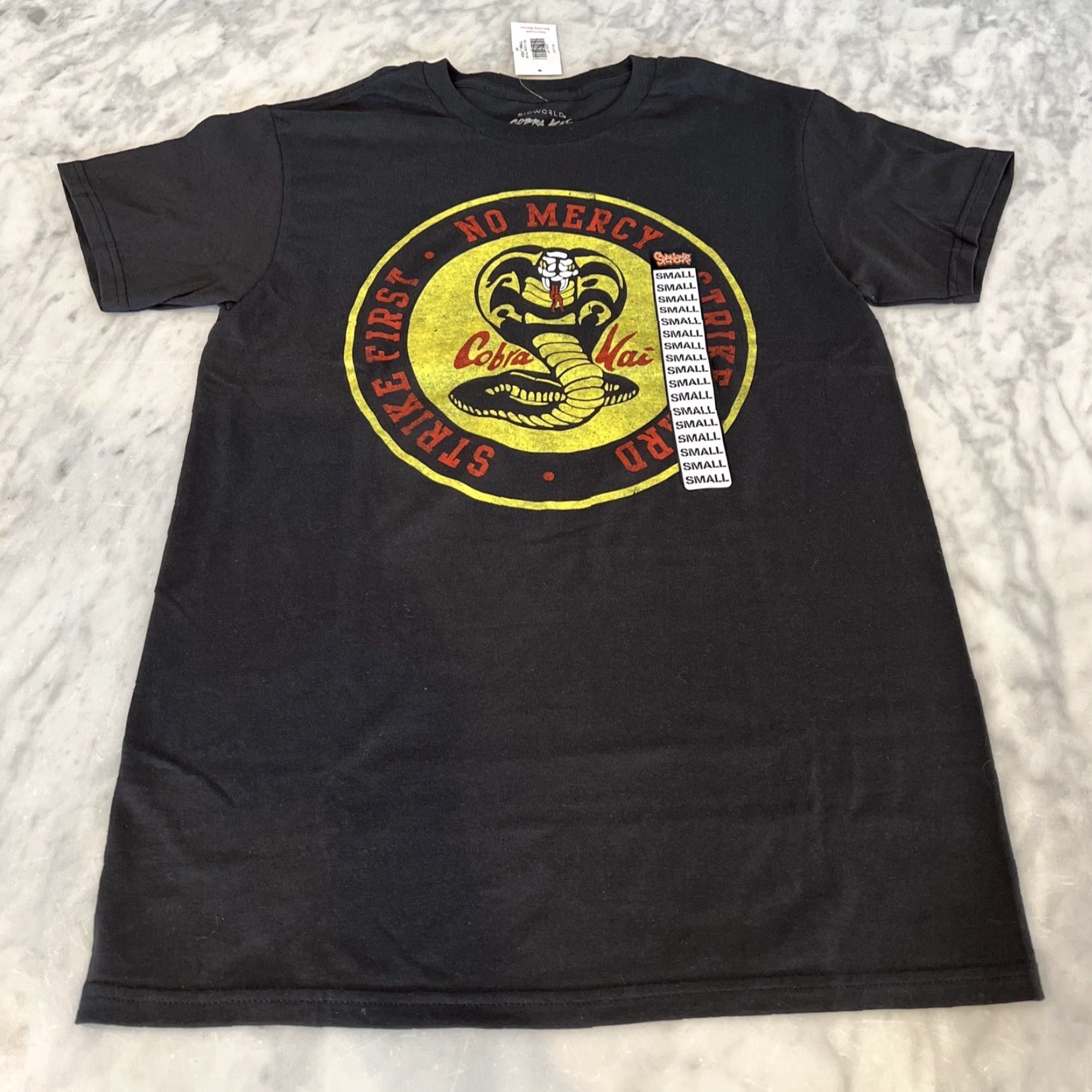Vintage Bioworld Cobra Kai Shirt Men Small Strike First Strike Hard No Mercy New Tag Size US S / EU 44-46 / 1 - 2 Thumbnail