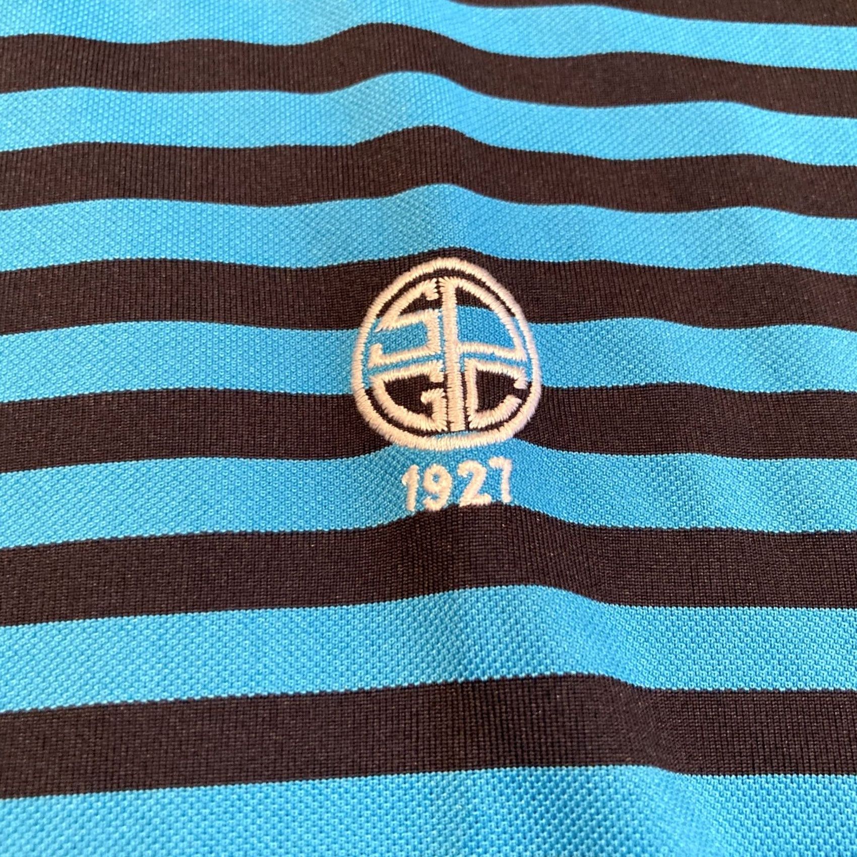 Vintage Dunning Golf Polo Blue Black Striped Club Logo XL Men Size US XL / EU 56 / 4 - 2 Thumbnail