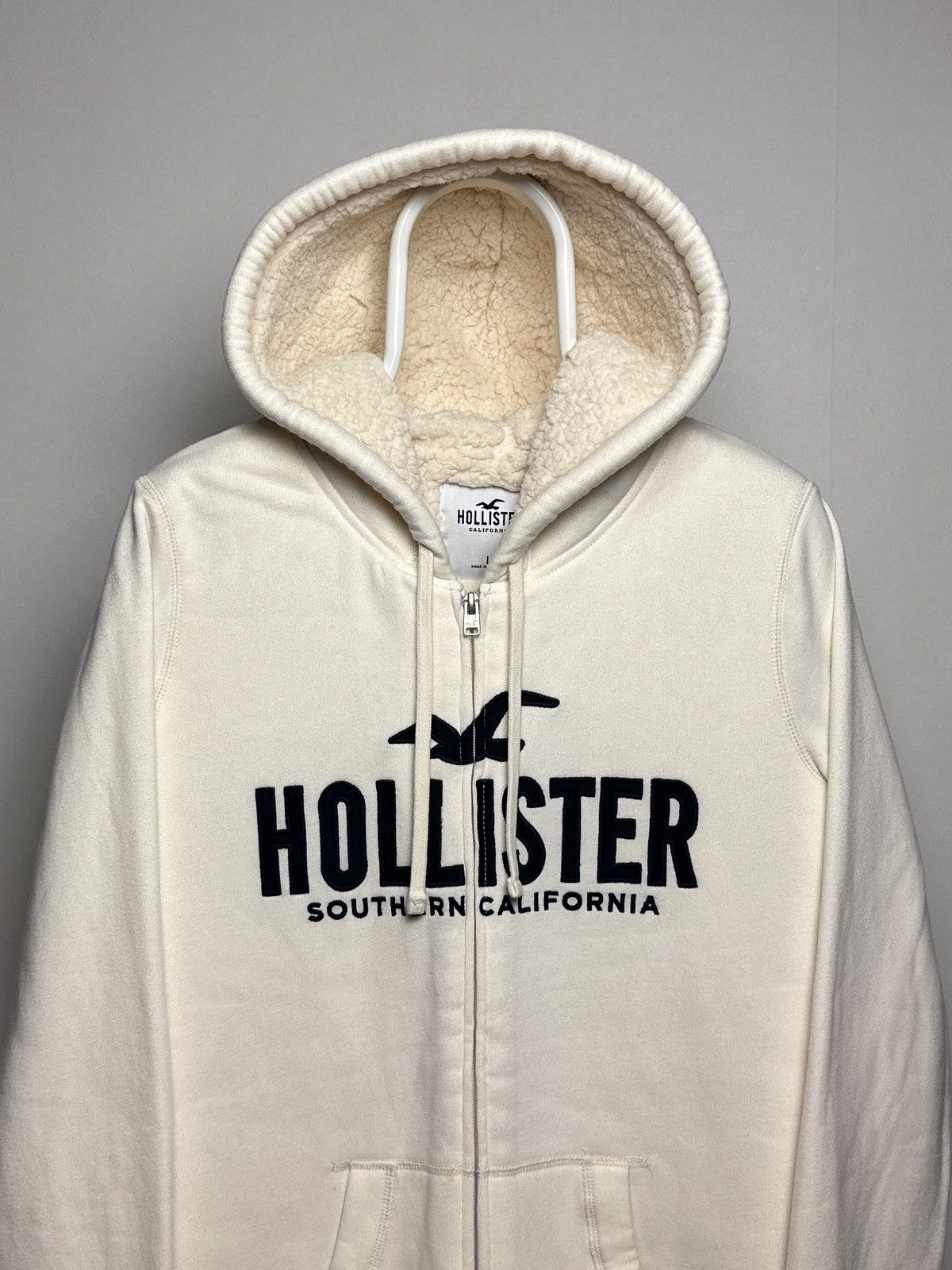 Hollister Y2K Zip Up Hoodie Fur Sherpa Lined