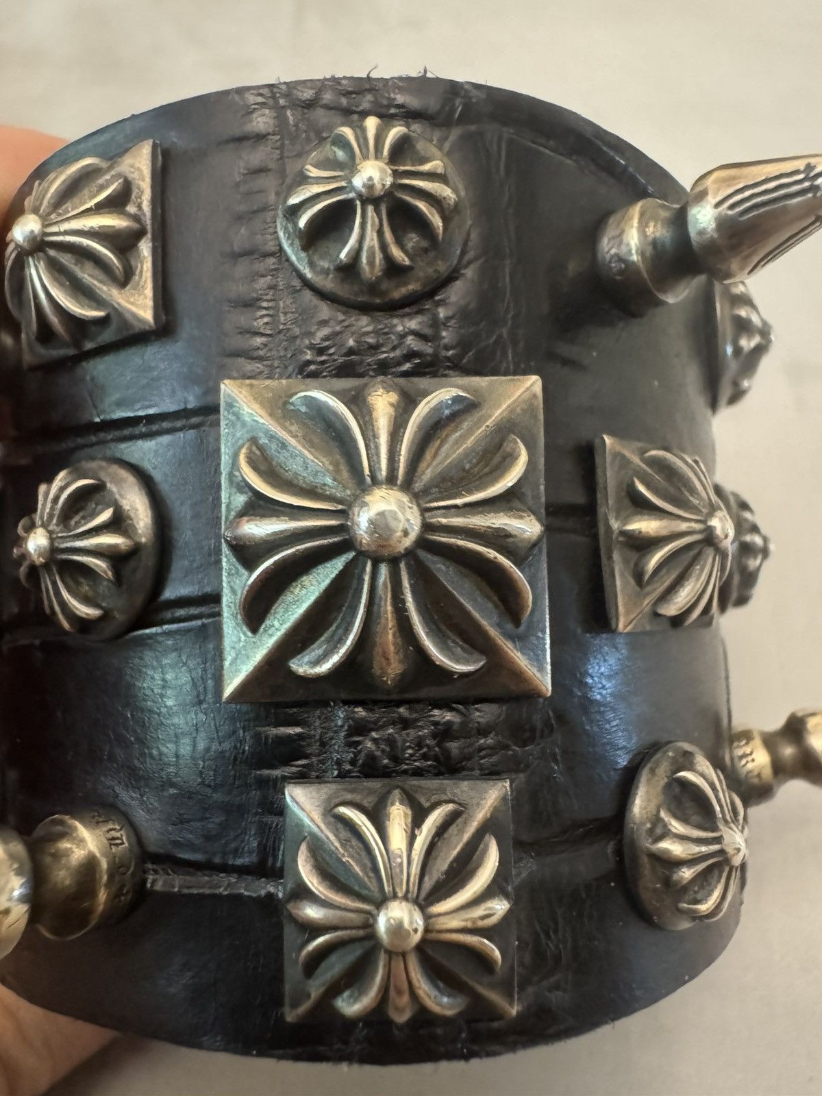 Chrome Hearts Crocodile skin Alligator Punk Stud Spike Bracelet Size ONE SIZE - 11 Thumbnail