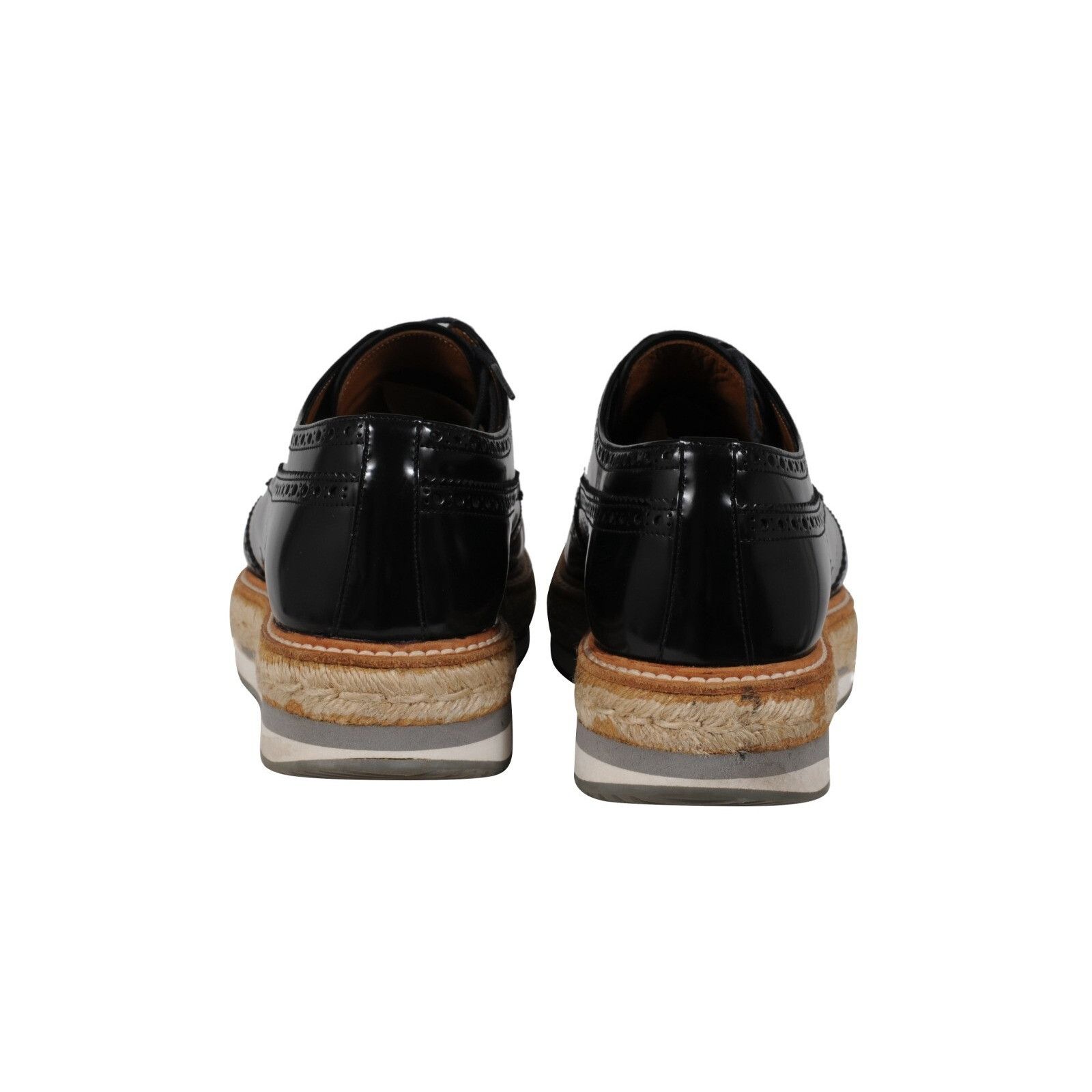 Prada Platform Brogue Black Leather Wingtip - 02481 Size US 8.5 / EU 41-42 - 4 Thumbnail
