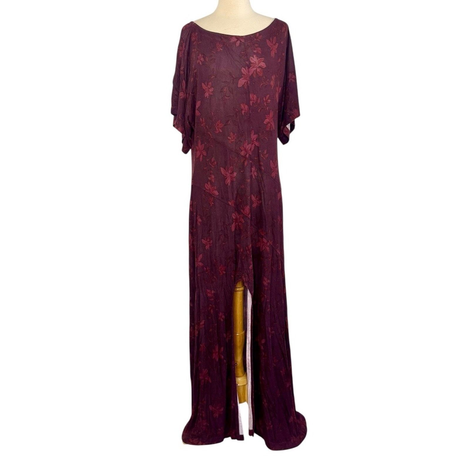 Free People FREE PEOPLE Jace Front Slit Maxi Dress Boho Flutter Sleeves Size L / US 10 / IT 46 - 4 Thumbnail