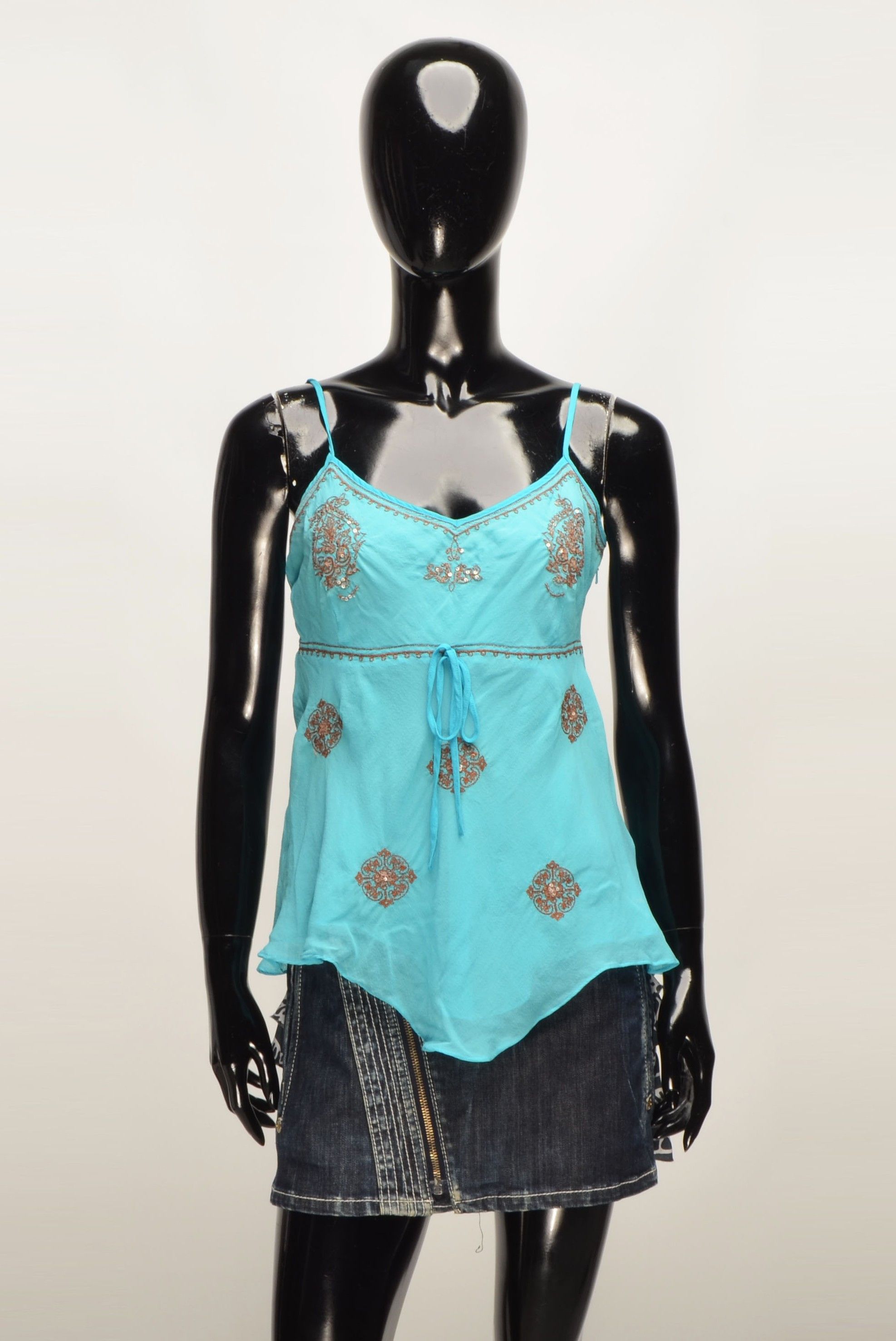Vintage Vintage Yes or No Y2K Silk Beaded Fairy Mesh Top Size L / US 10 / IT 46 - 1 Thumbnail