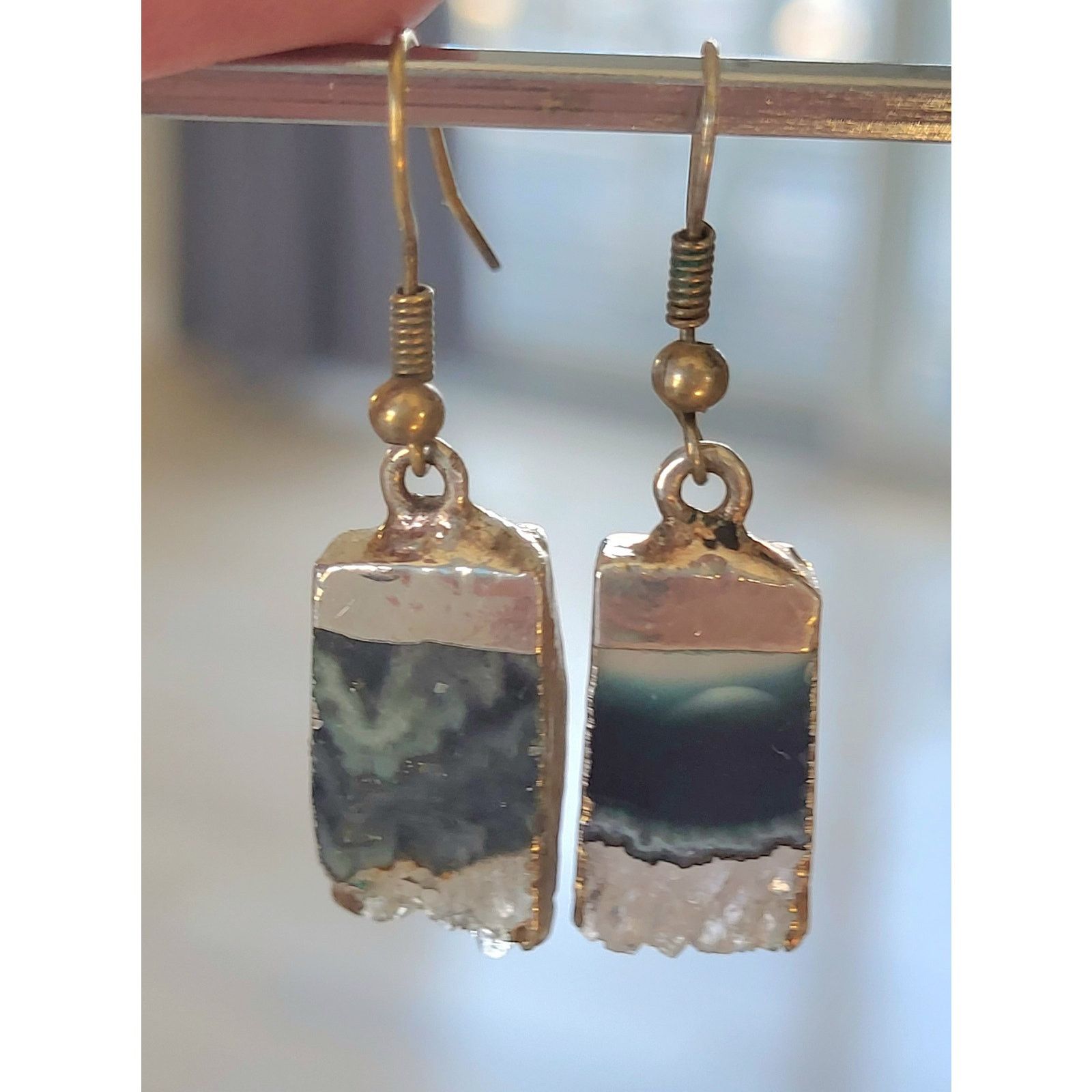 & Other Stories Artisan-Hand Made Moss Agate Druzy Geode Earrings Pierced Size ONE SIZE - 1 Thumbnail