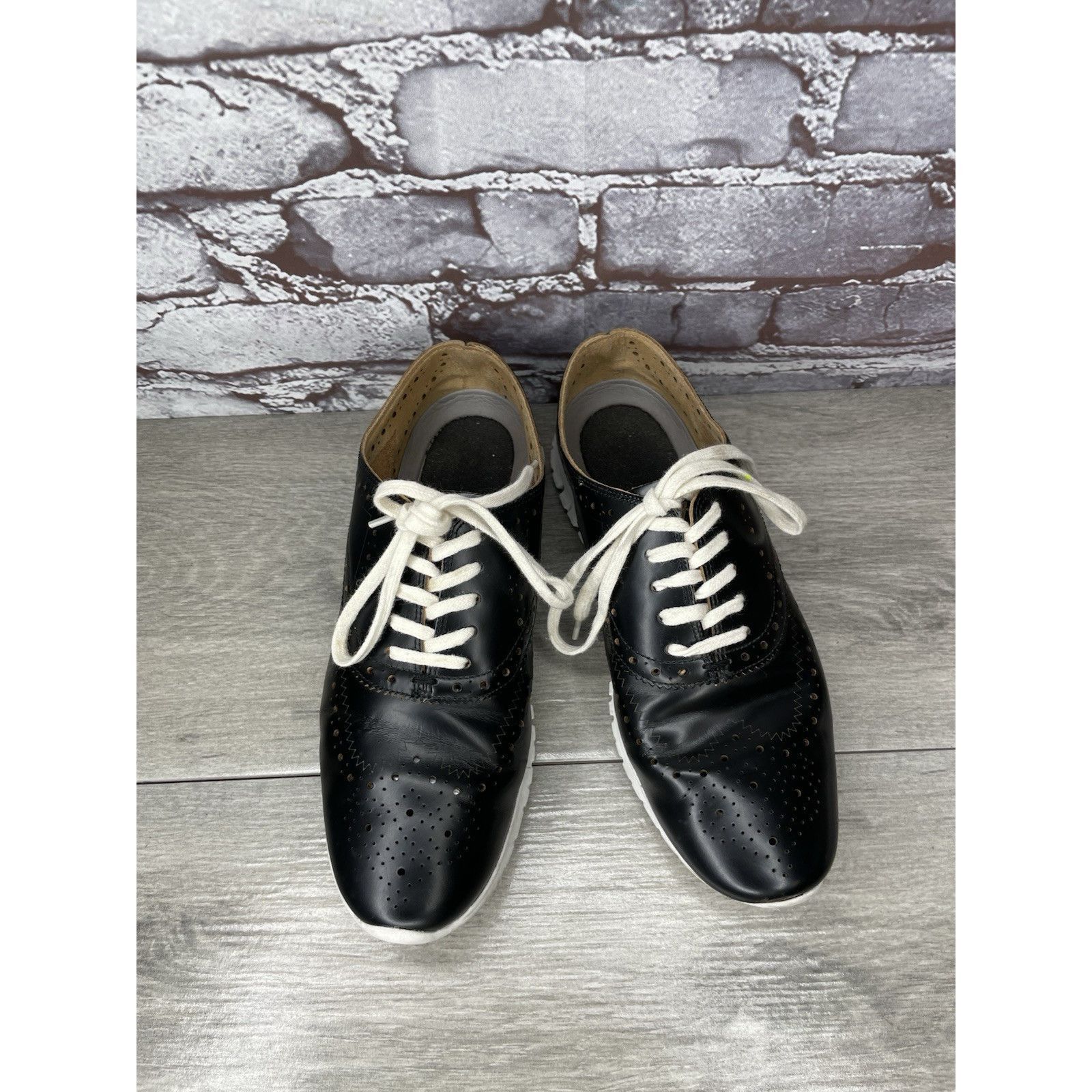 Cole Haan Cole Haan Zerogrand Black Leather Lace Up Wing Oxfords Women Size US 7 / IT 37 - 16 Thumbnail