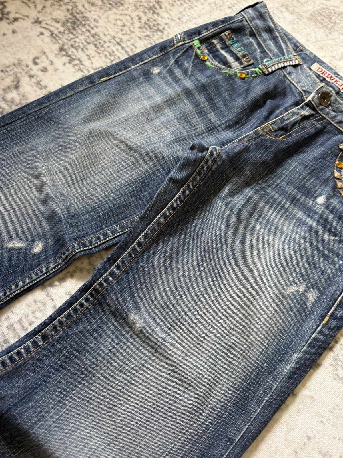 Japanese Brand Drive Jeans Japan Studded Embellishe Wide Leg Flared Jeans Size US 29 - 11 Thumbnail