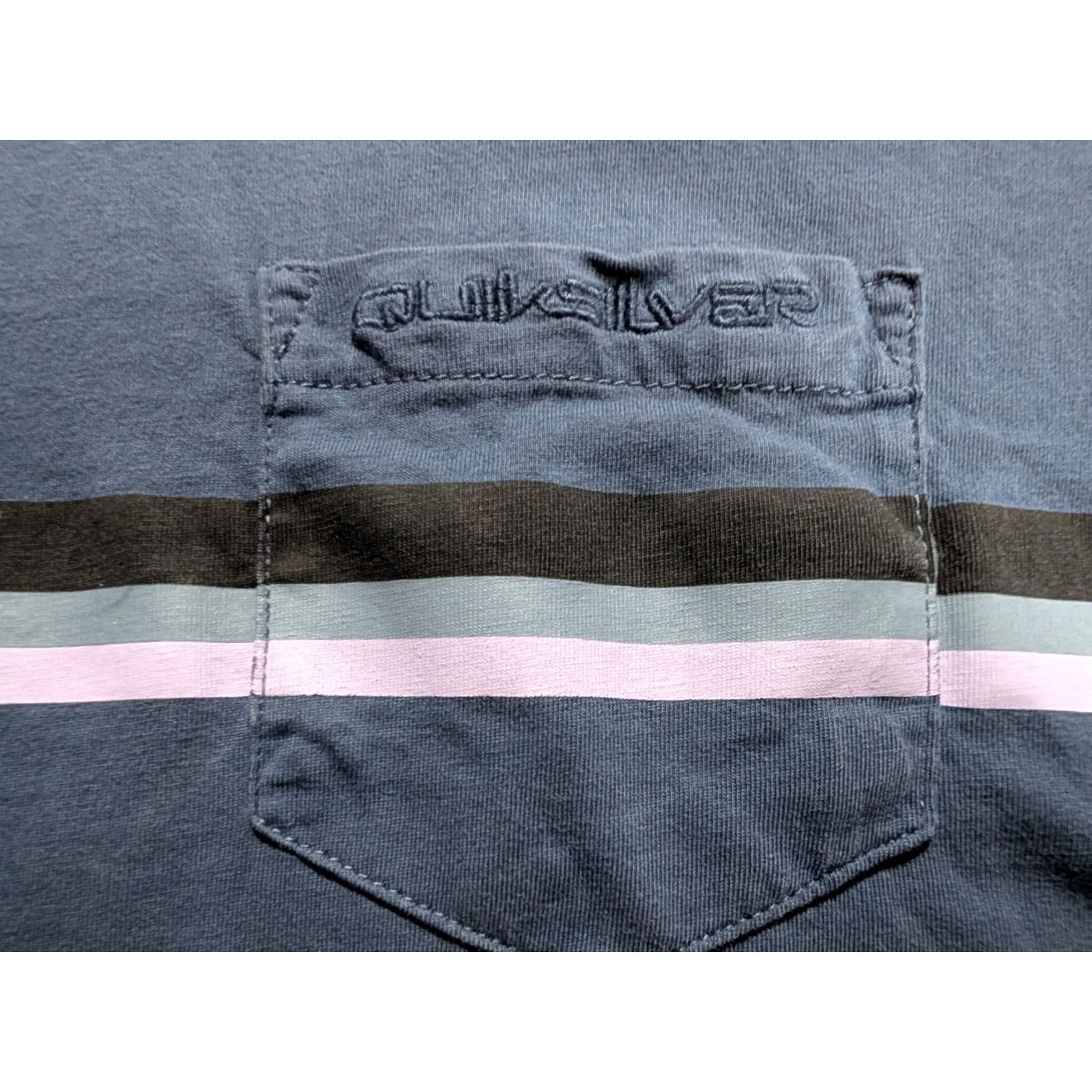 Quiksilver Quiksilver Striped T-Shirt Blue Logo Embroidered Pocket Men's Large Size US L / EU 52-54 / 3 - 3 Thumbnail