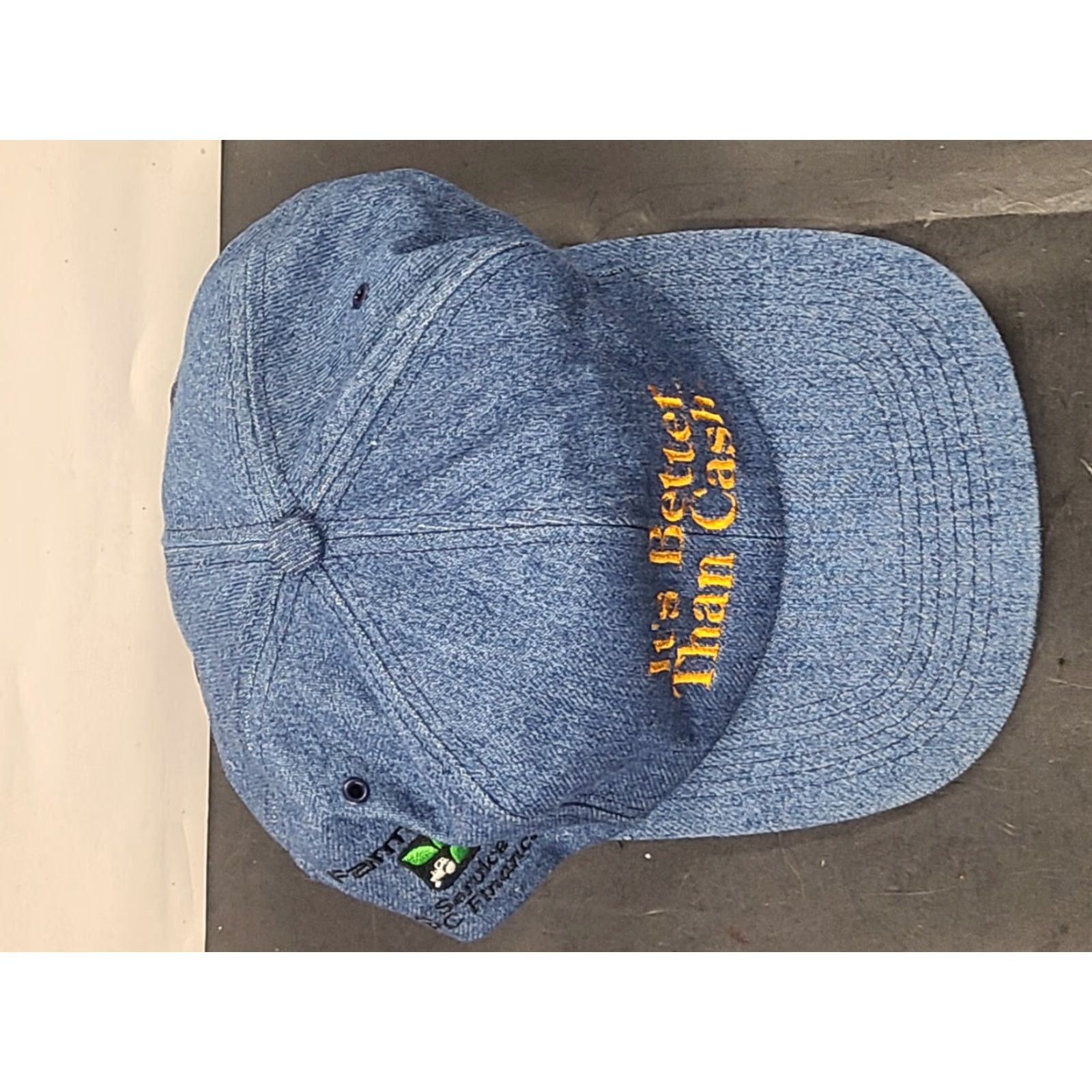 Denime VTG 80s Denim Farmer Hat Cap K-Products Blue One Size Snapback Farmers/Truckers Cap Mens Womens Boys Girls (adjust to gender? not specified) Size ONE SIZE - 3 Thumbnail