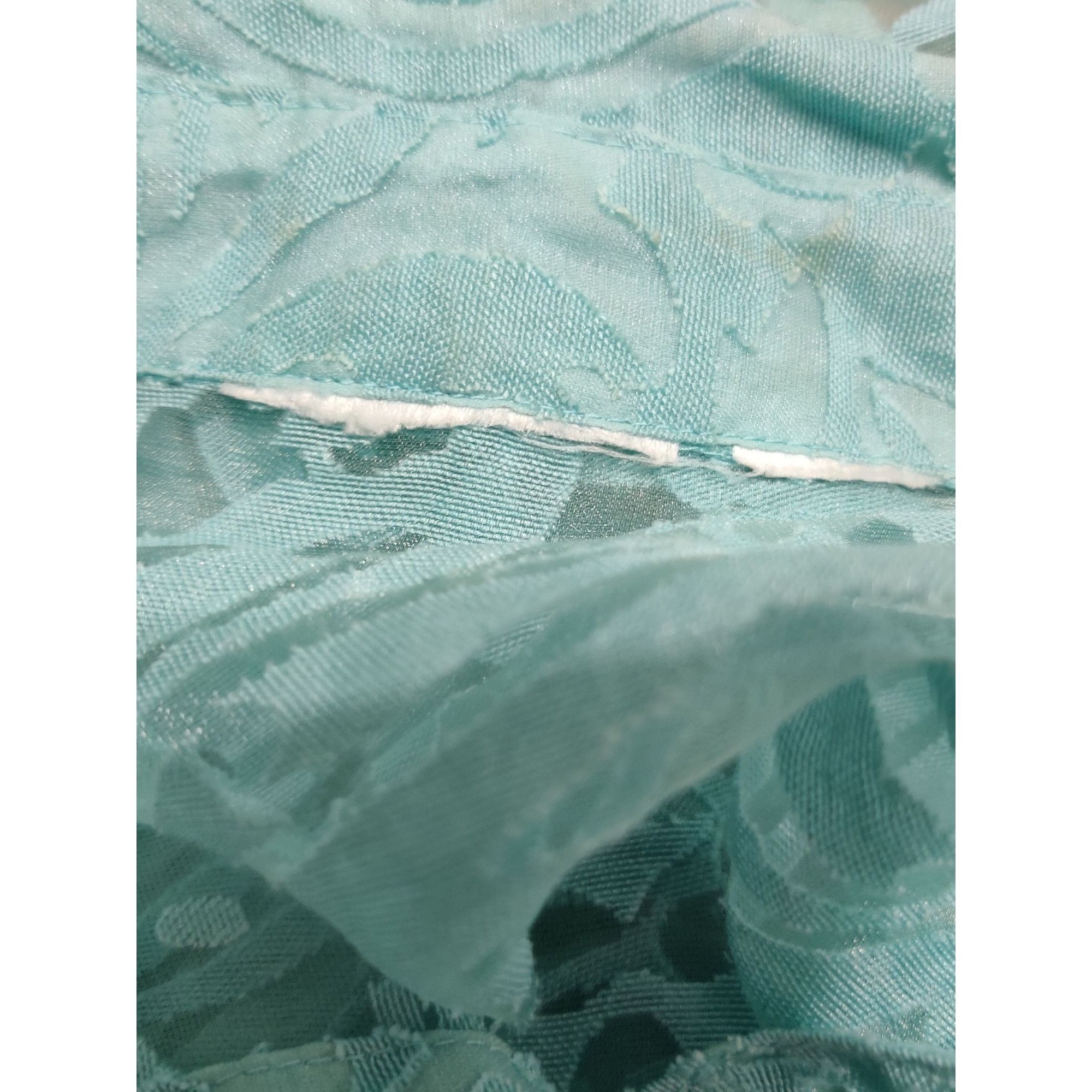 Vintage Womenx XL Blouse Turquoise Blue Sheer Burnout Vintage Button Size XL / US 12-14 / IT 48-50 - 9 Thumbnail