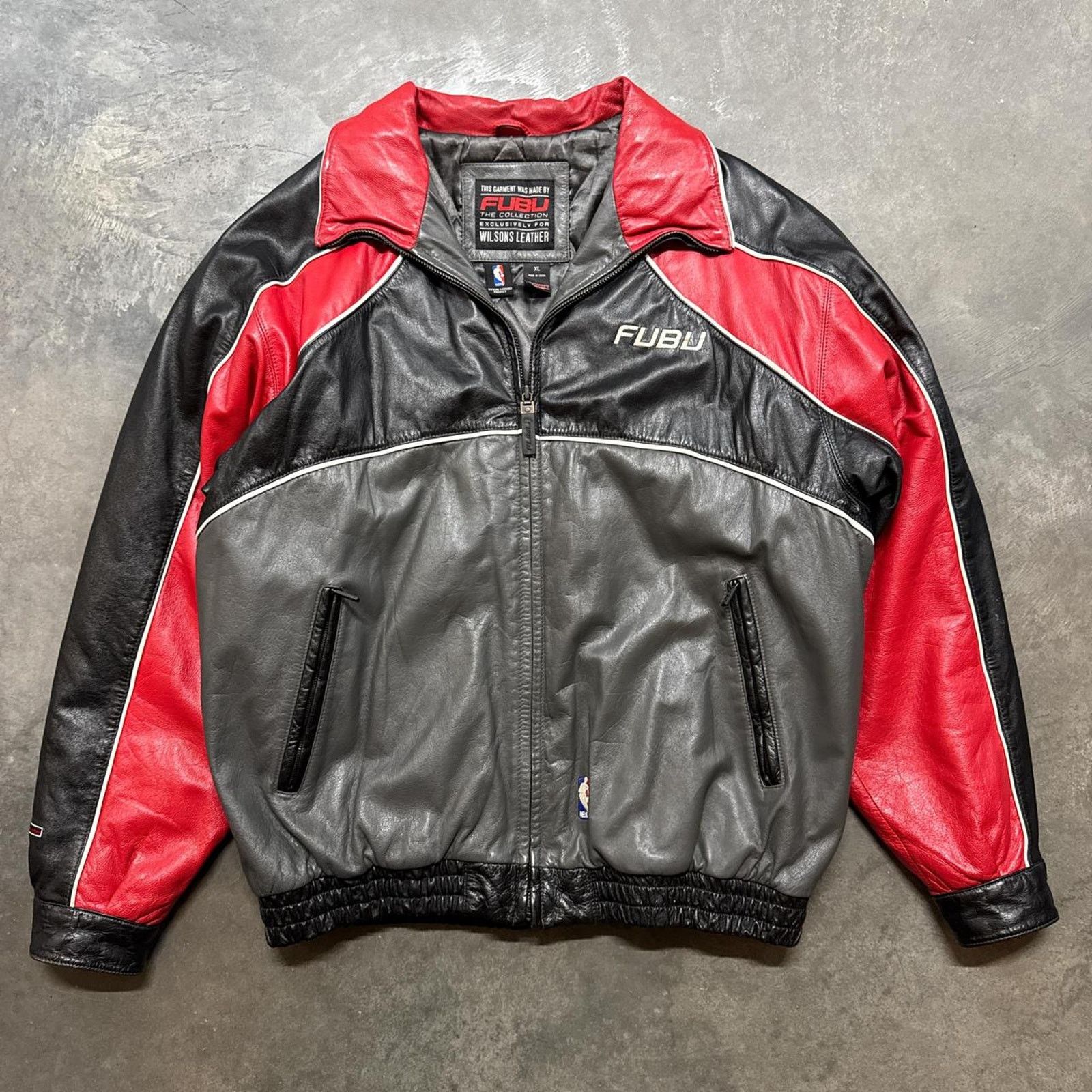 Fubu × Vintage Vintage 2000s Fubu Philadelphia 76ers NBA Leather Jacket Size US XL / EU 56 / 4 - 4 Thumbnail