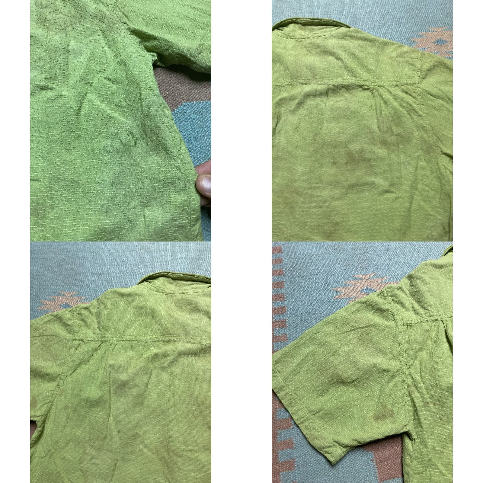 Ocean Pacific VINTAGE Ocean Pacific OP Hawaiian Distressed Short Sleeve Button-Up Shirt XL Green Mens Size US XL / EU 56 / 4 - 8 Thumbnail