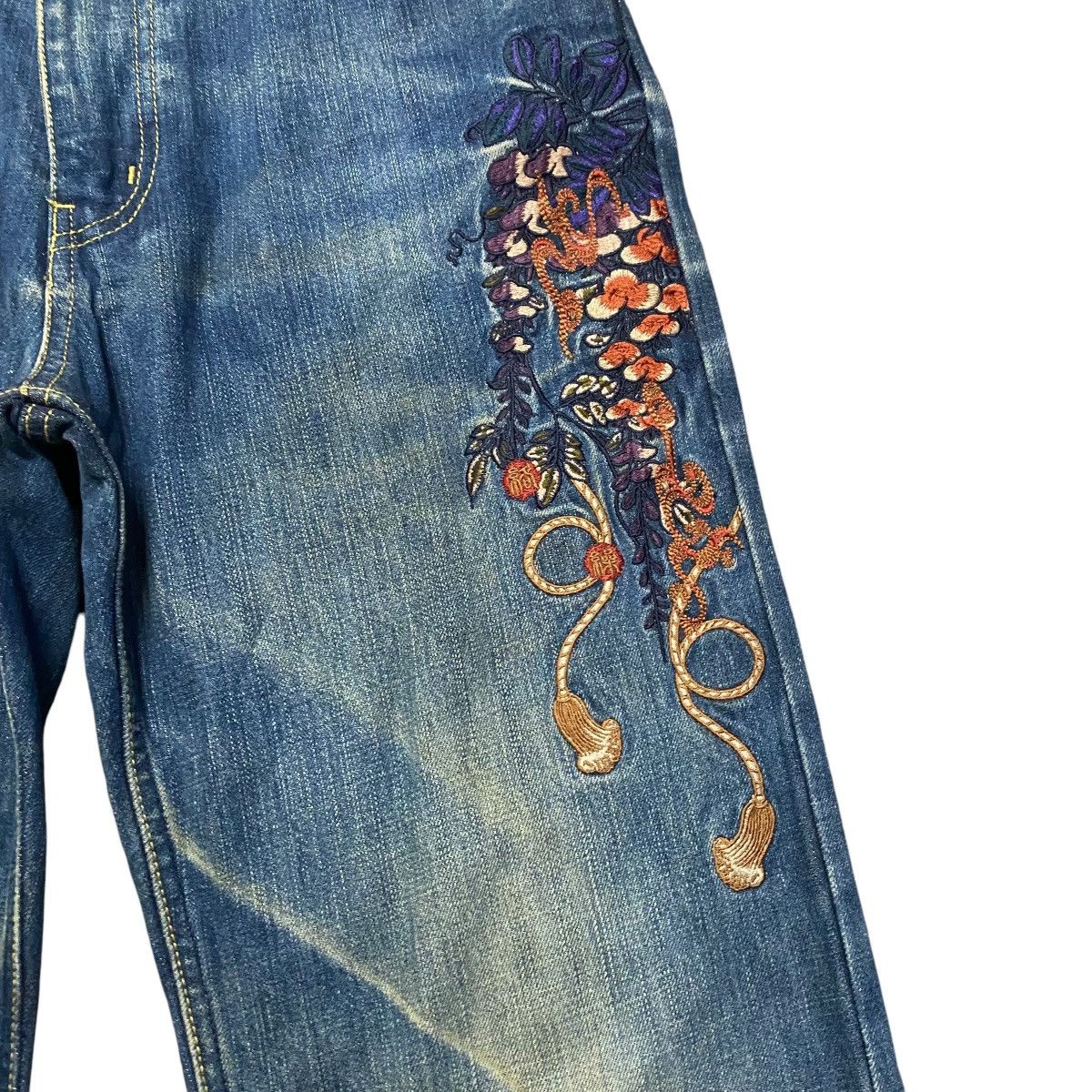 Karakuri Tamashii Vintage Karakuri Generation Denim Embroidery Butterfly Jean Size US 32 / EU 48 - 6 Thumbnail