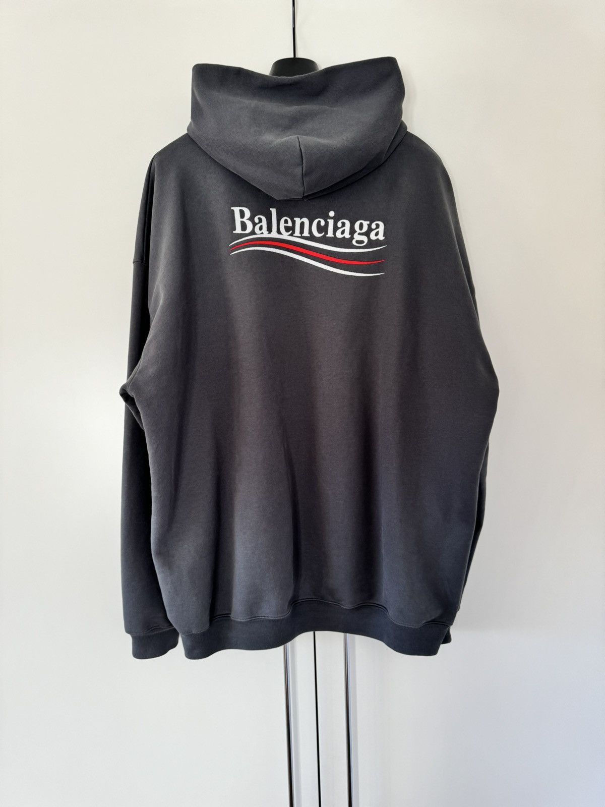 Balenciaga BALENCIAGA MEN'S POLITICAL CAMPAIGN HOODIE LARGE FIT IN GREY Size US XS / EU 42 / 0 - 2 Thumbnail