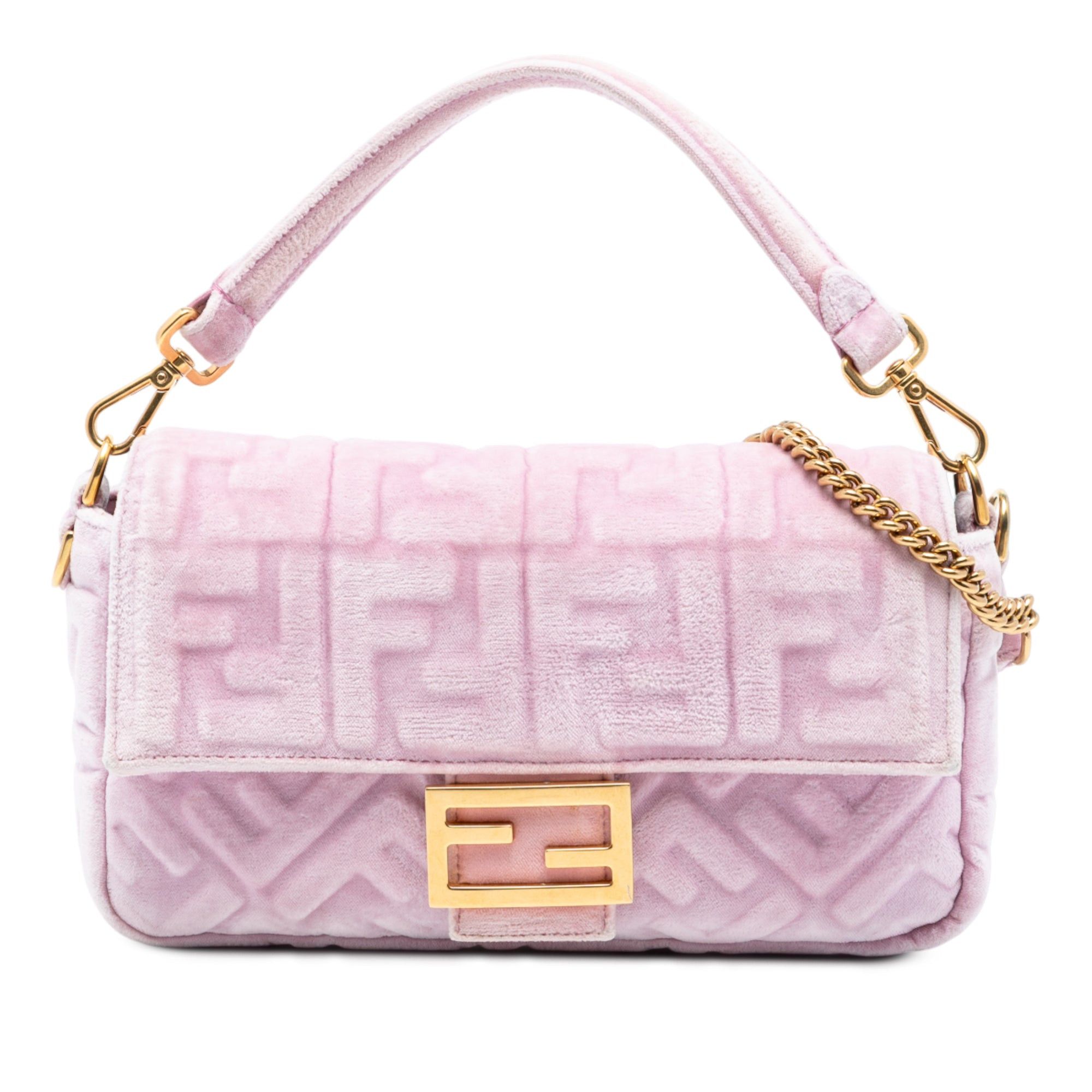 Zucca Embossed Velvet Baguette Satchel