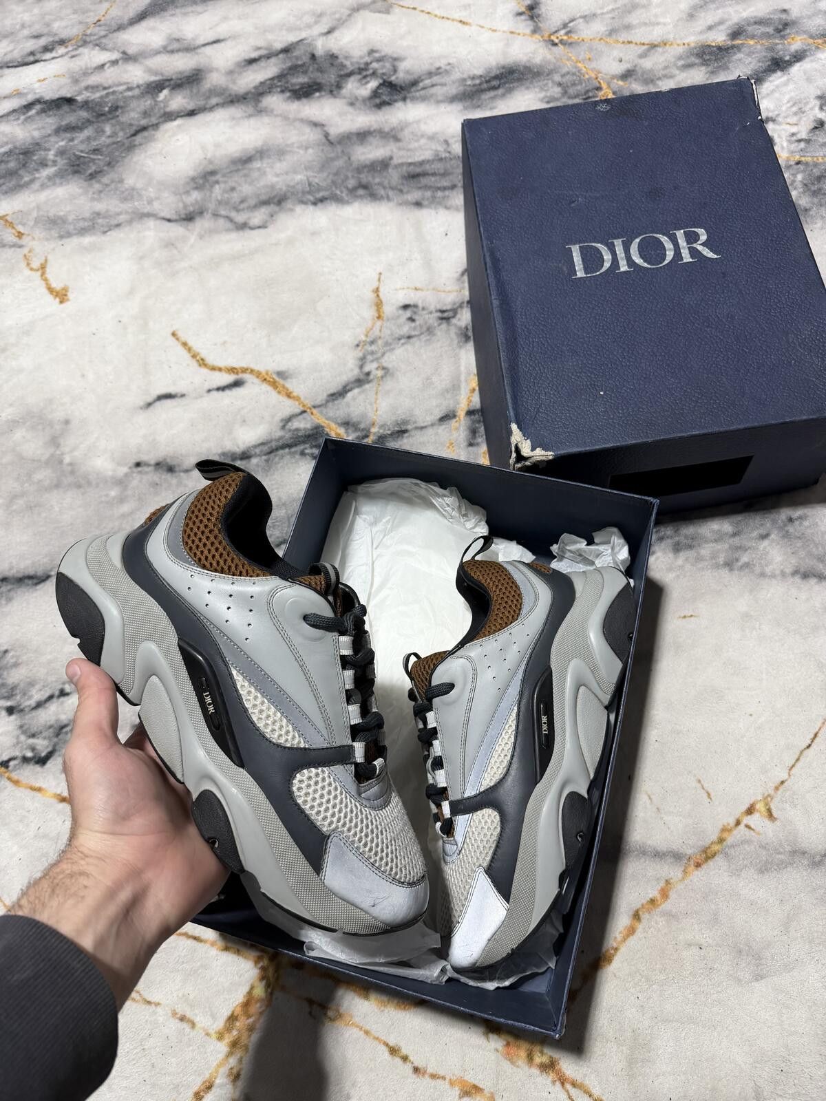 Dior Dior B22 Brown Grey Black - Sz9US Size US 9 / EU 42 - 1 Thumbnail