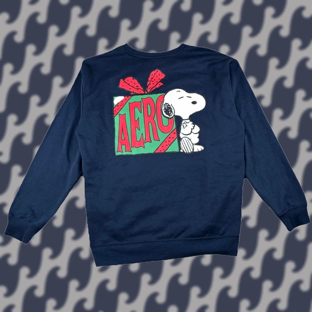 Aeropostale Aeropostale Peanuts Snoopy Womans Medium Christmas Navy Blue Crewneck Sweatshirt Size M / US 6-8 / IT 42-44 - 1 Thumbnail