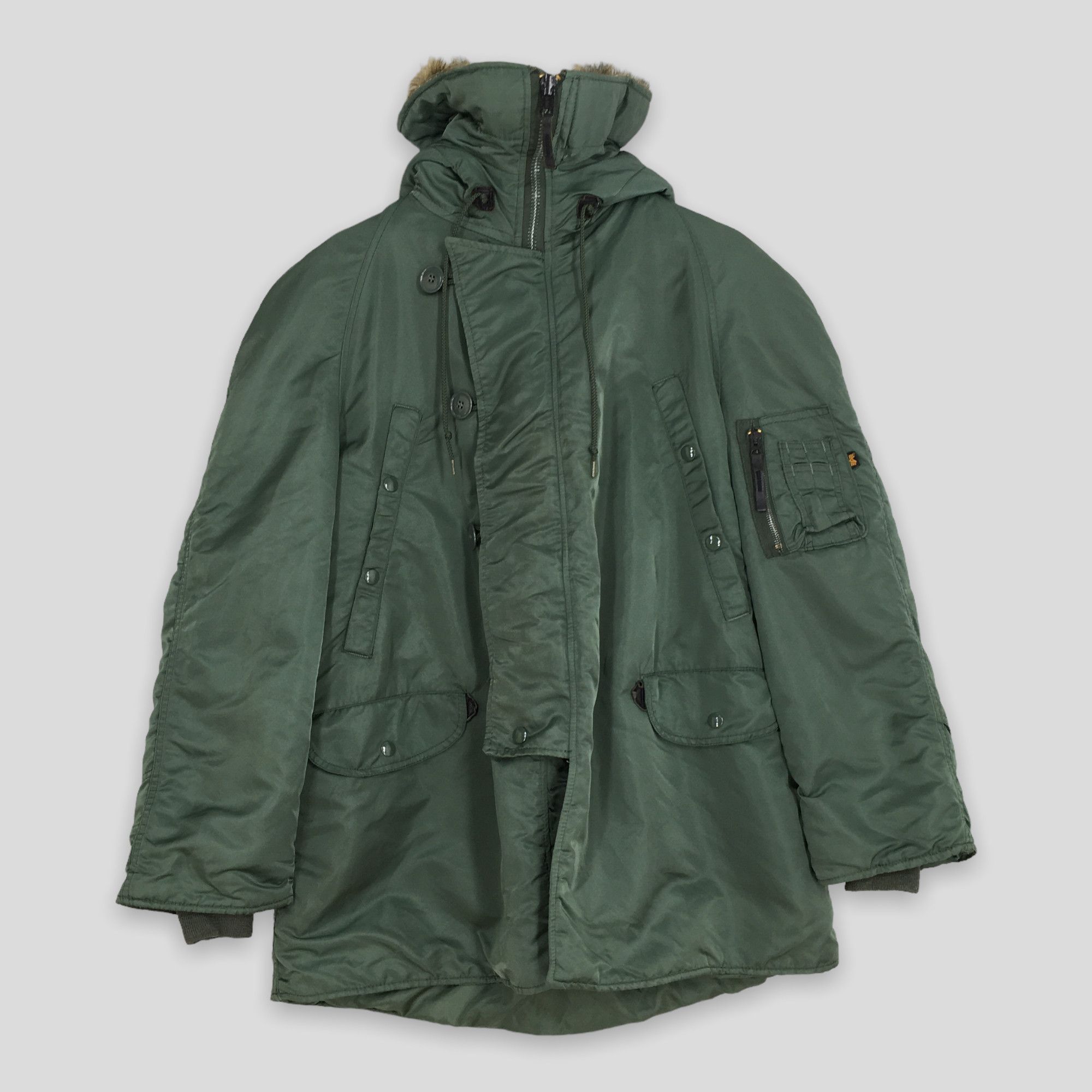 image of Vintage Alpha Industries N-3B Parka Bomber Jacket Medium in Green, Men's
