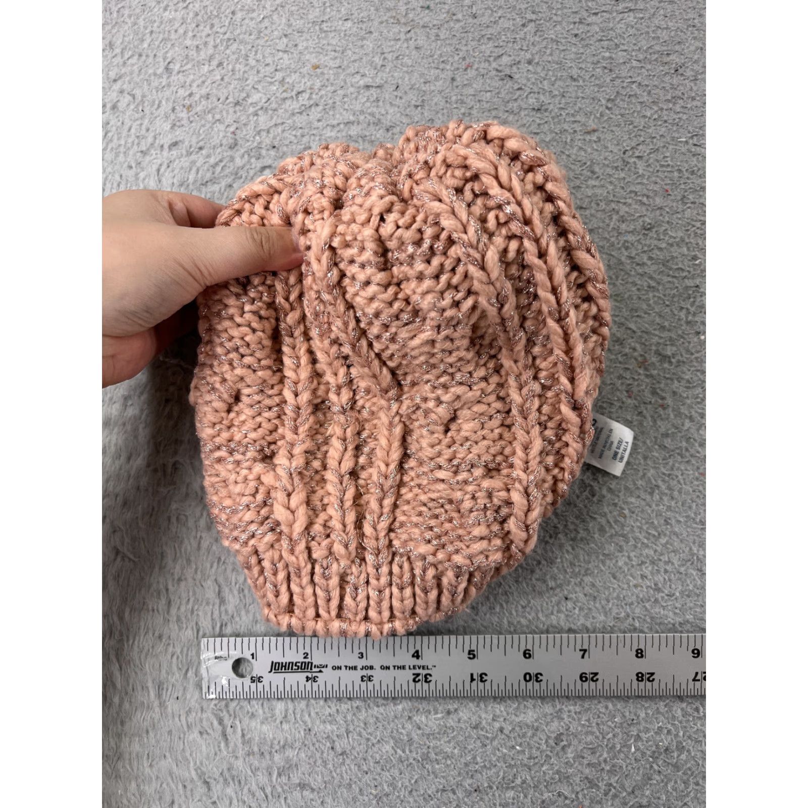 Vintage K Accessories Beanie Winter Knit Pom Womens One Size Pink Sparkly Metallic Acrylic Blend Ski Outdoor Hat Womens Size ONE SIZE - 5 Thumbnail