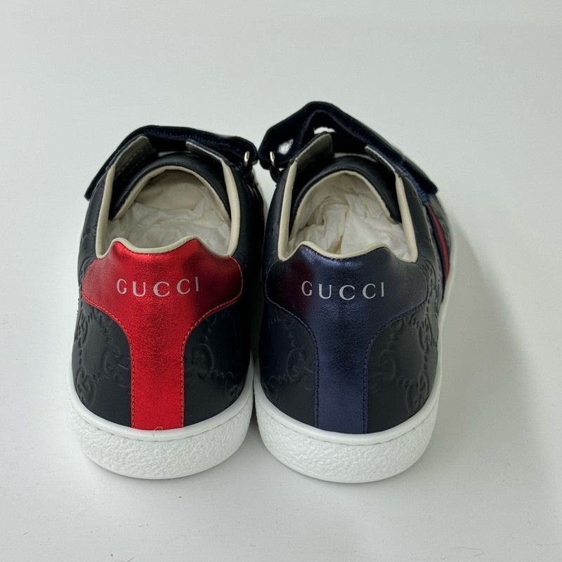 Gucci Gucci Kids' Leather Sneakers with Velcro Straps - Size US 6.5 / EU 39-40 - 3 Thumbnail