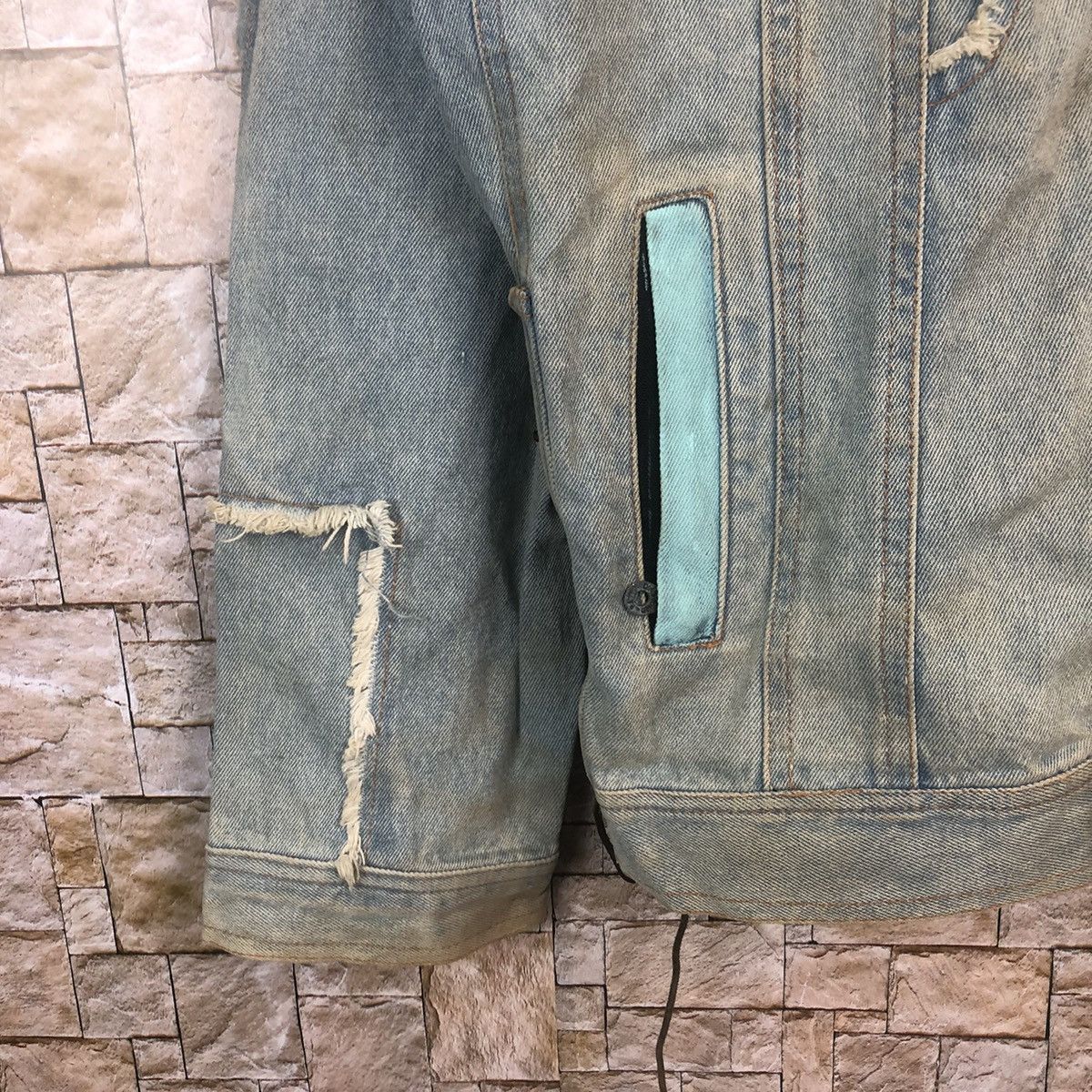 Japanese Brand Born To Wild Blue ripped patchwork Denim Jacket #A25 Size US XL / EU 56 / 4 - 7 Thumbnail