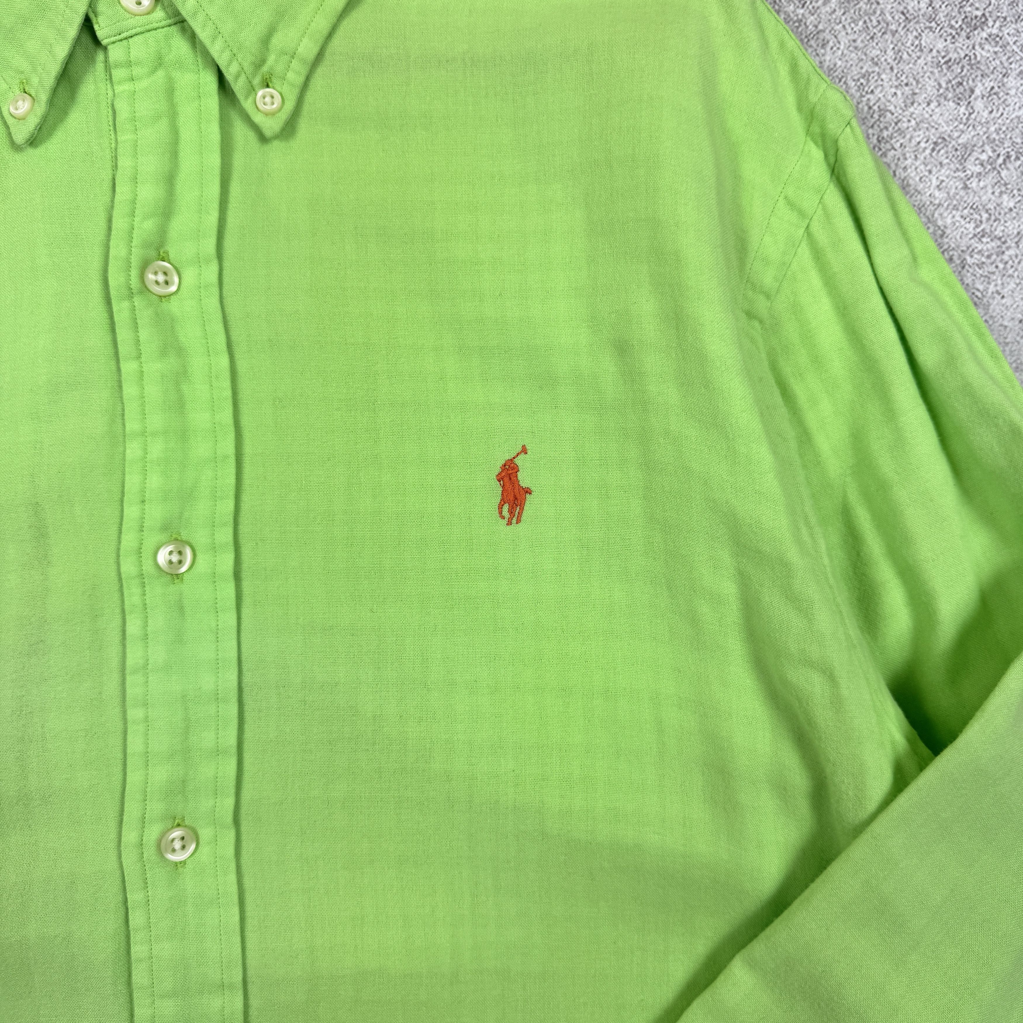 Polo Ralph Lauren Men`s Polo Ralph Lauren Green Cotton Slim Fit Shirt Size XL Size US XL / EU 56 / 4 - 5 Thumbnail