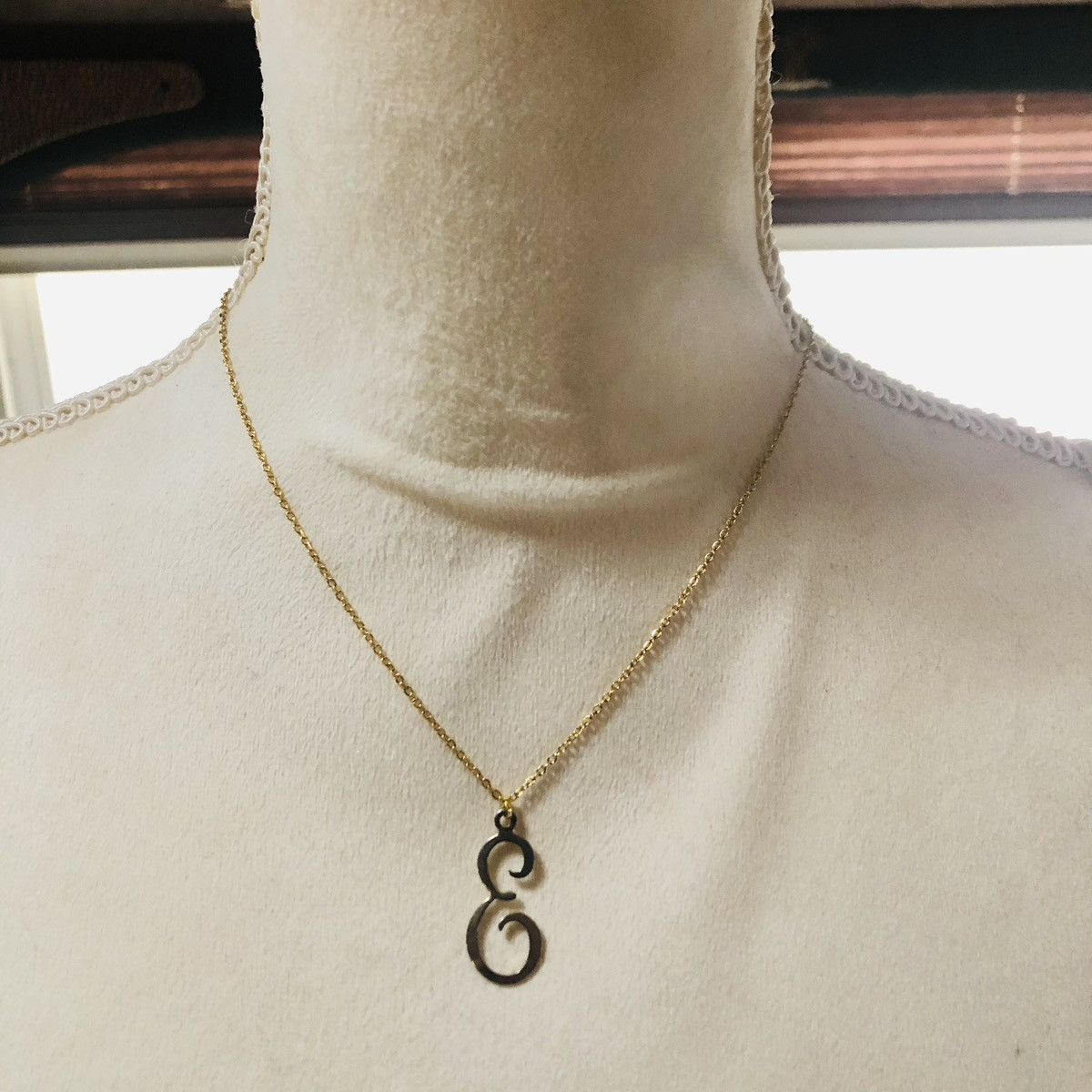 Handmade Handcrafted vintage gold fancy monogram initial necklace Size ONE SIZE - 2 Thumbnail